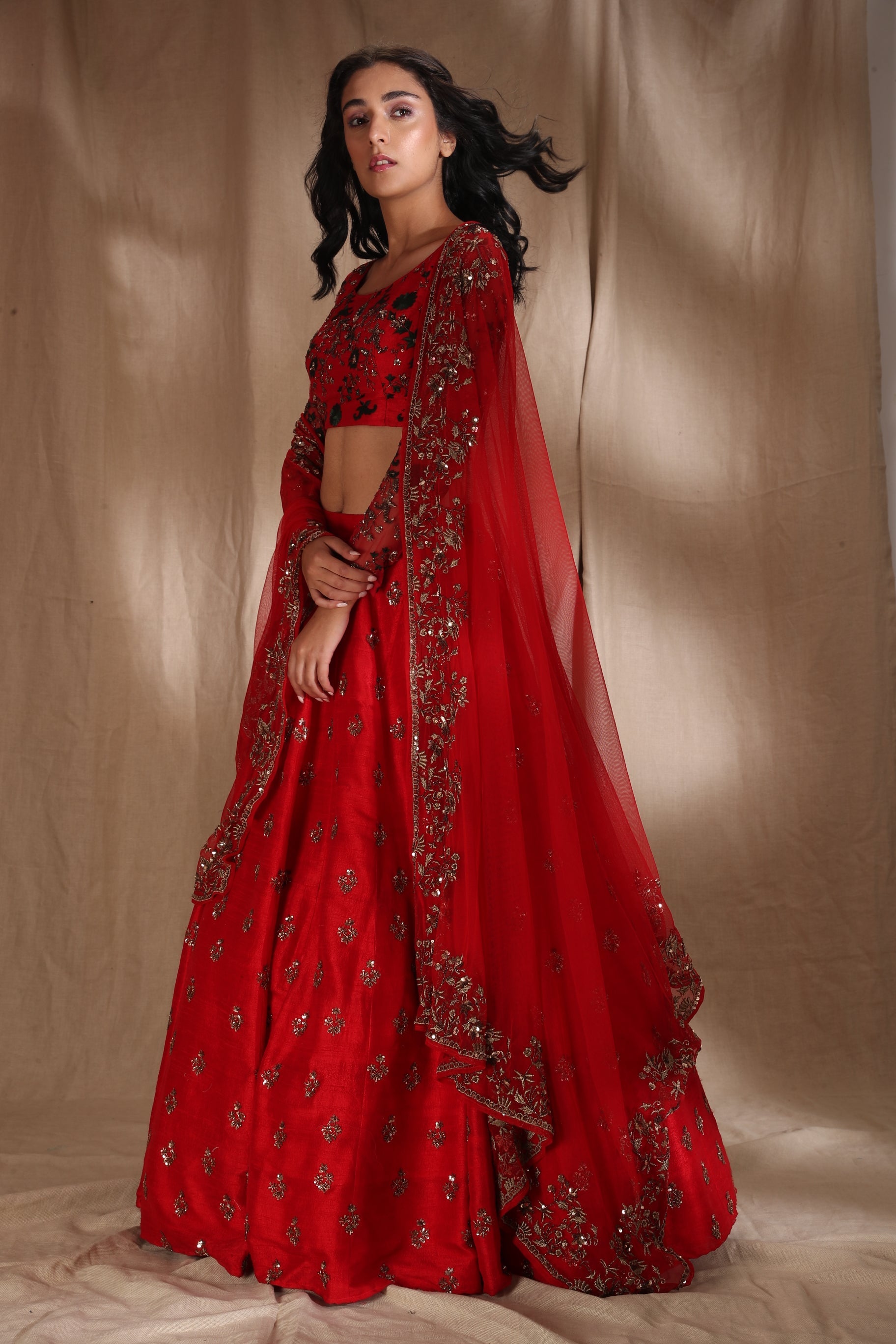 Red Bootie Lehenga Set