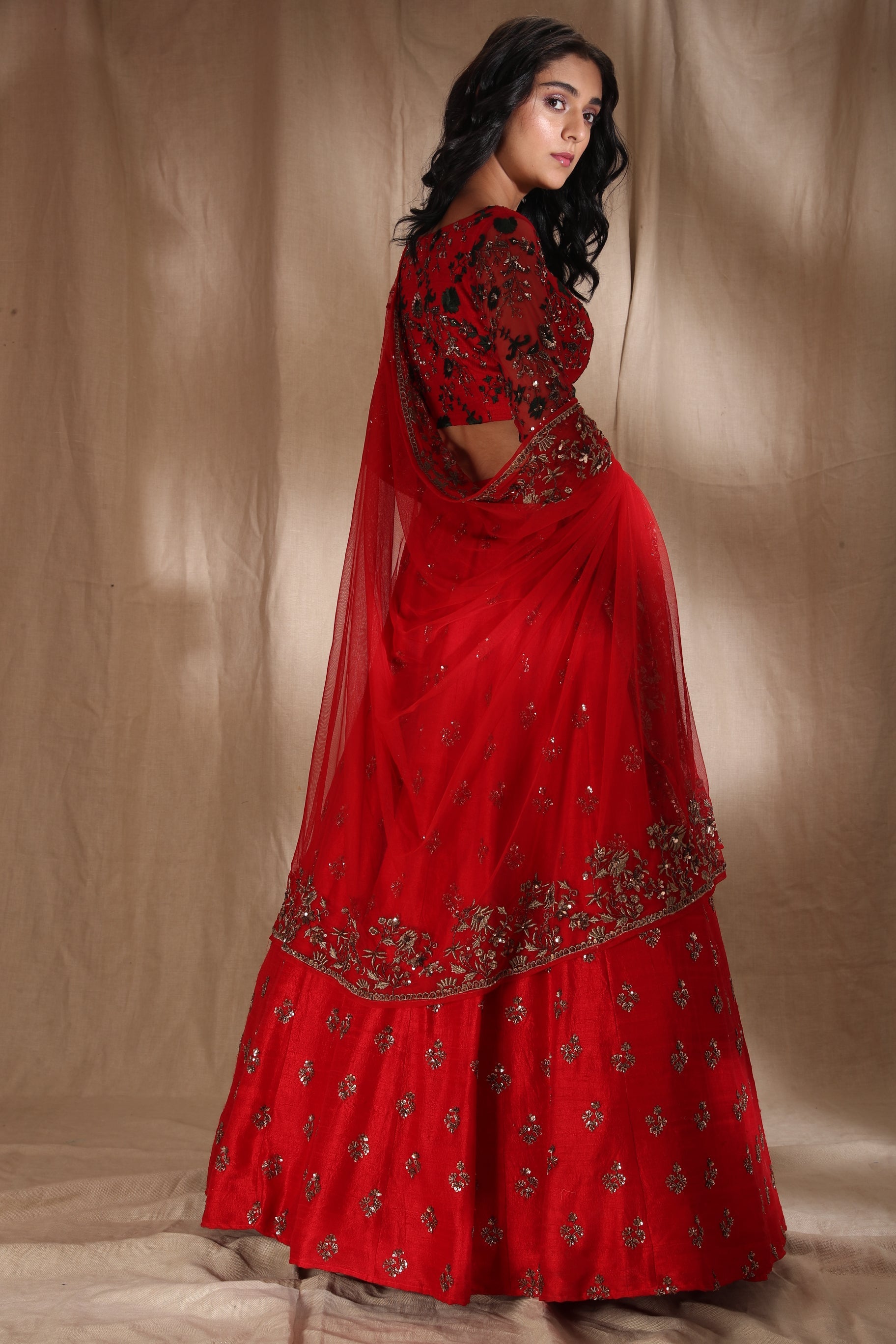Red Bootie Lehenga Set