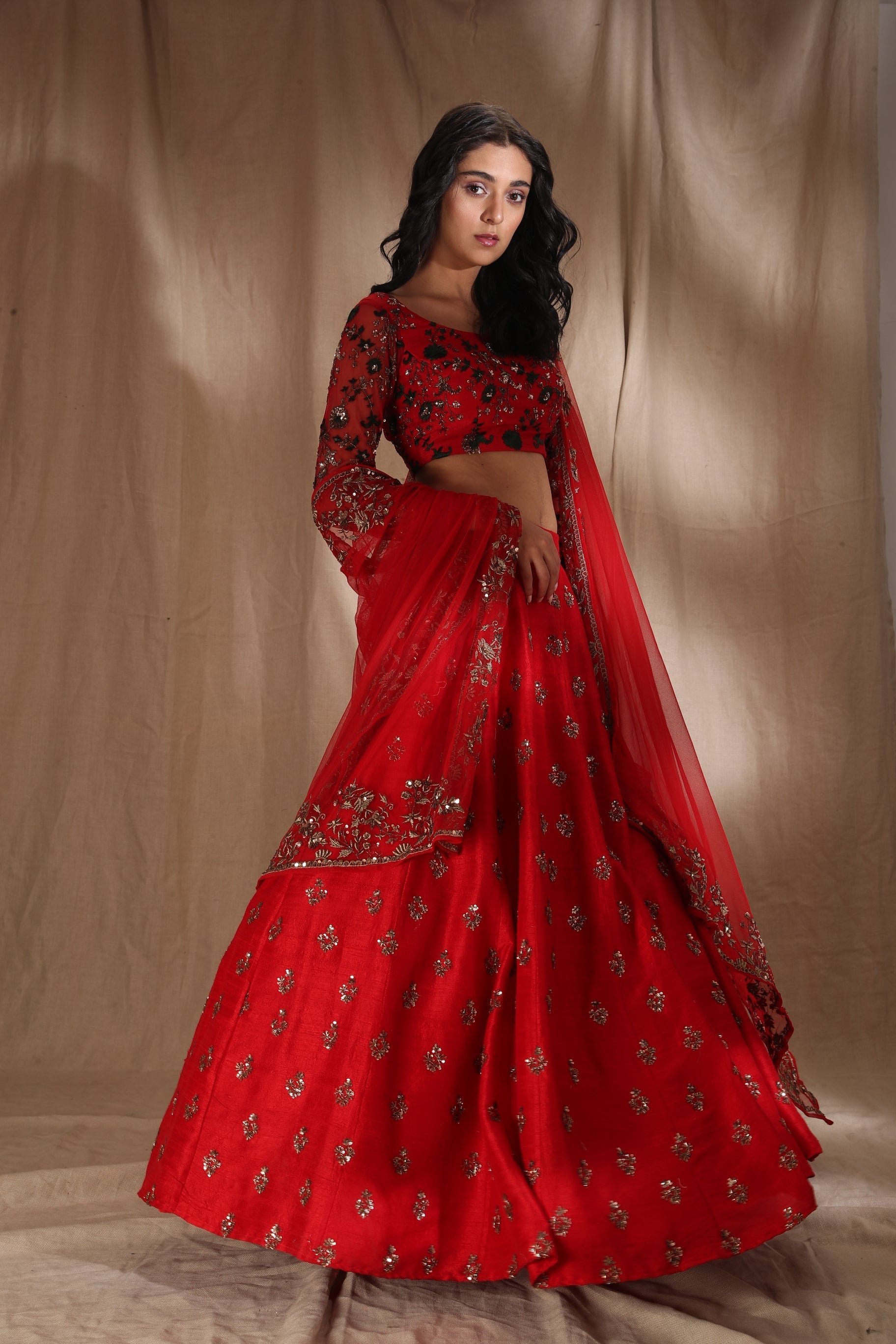 Red Bootie Lehenga Set