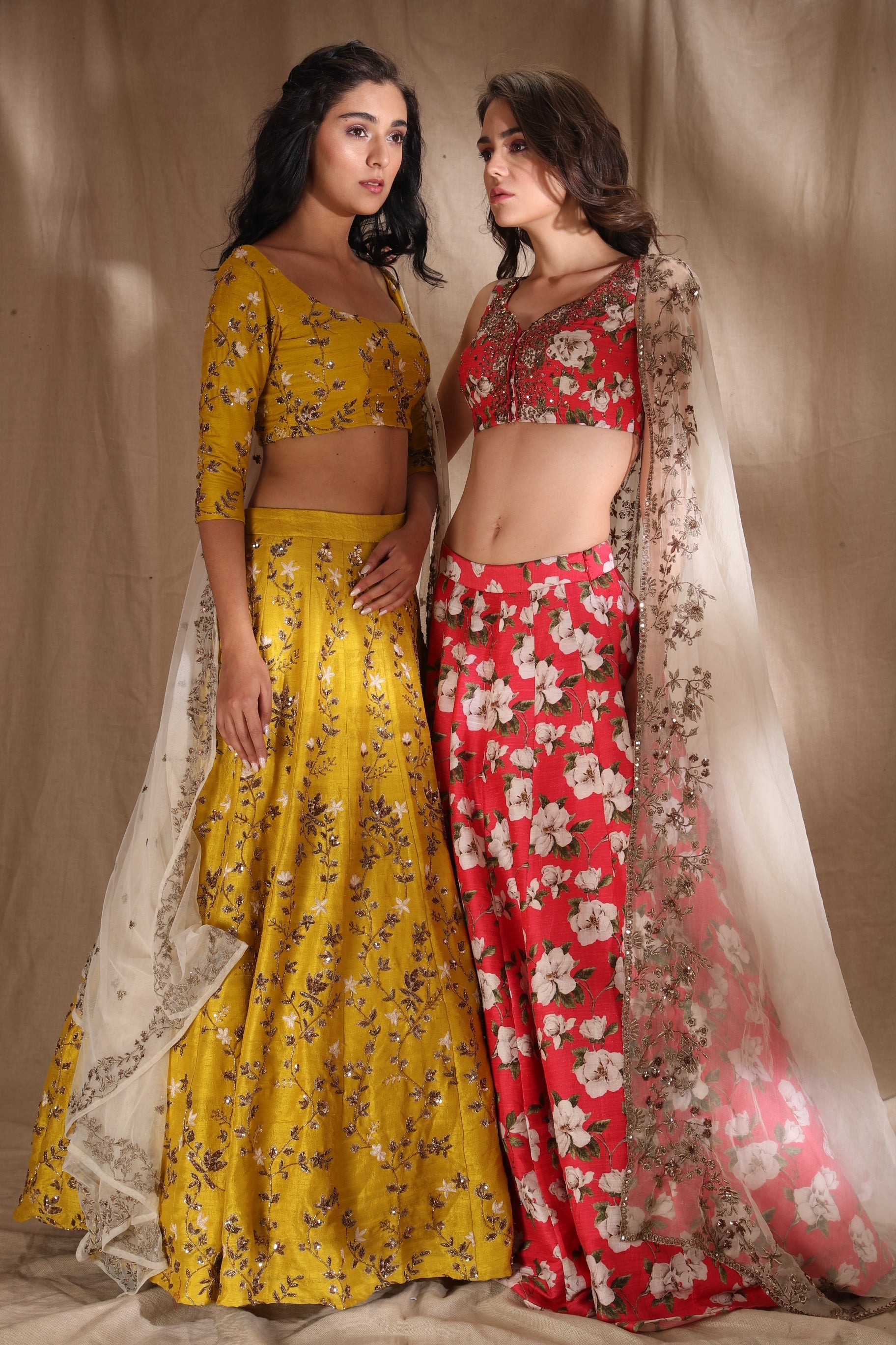 Mustard Zari Lehenga With Of White Dupatta