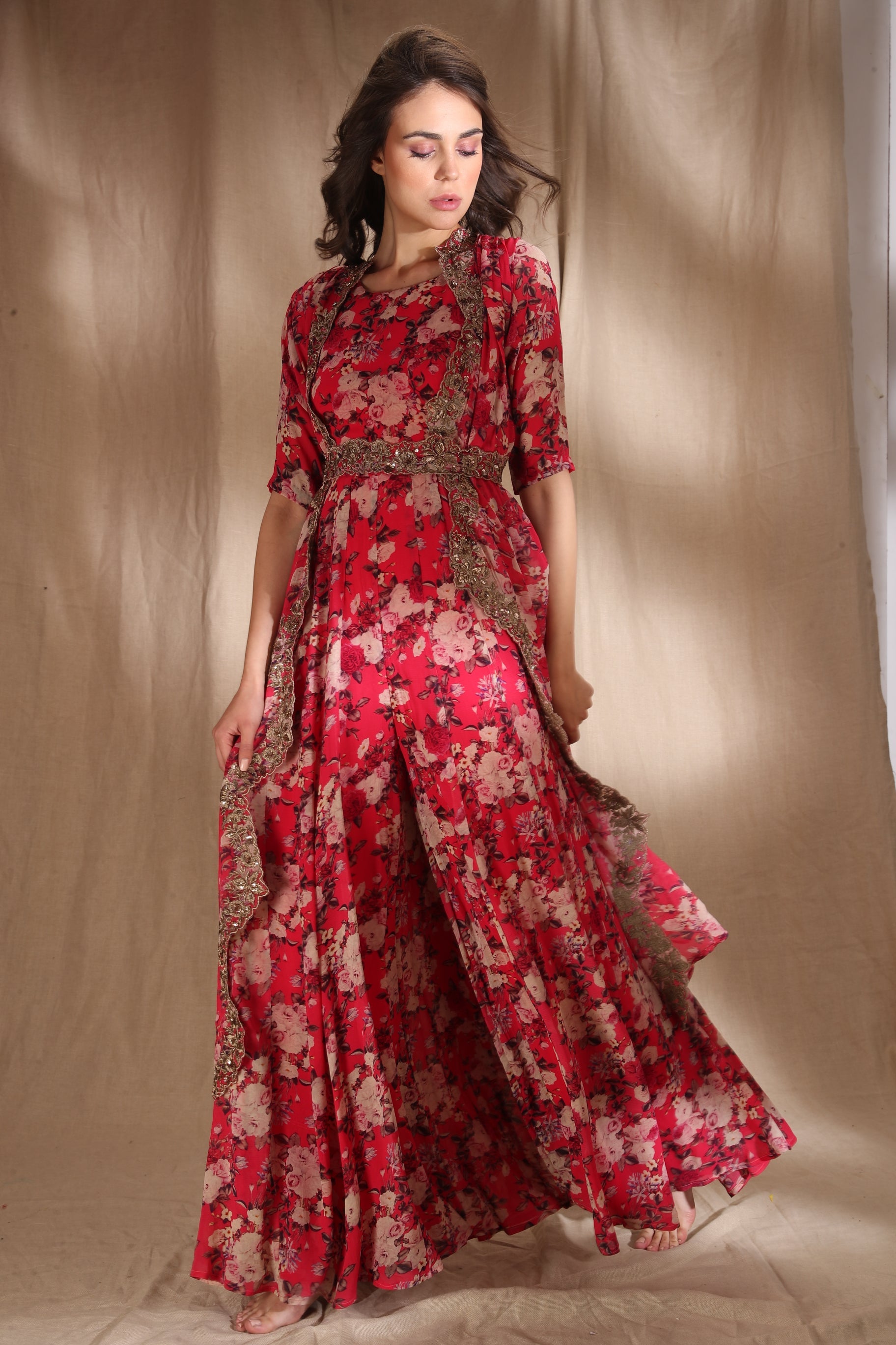 Hot Pink Floral Jumpsuit