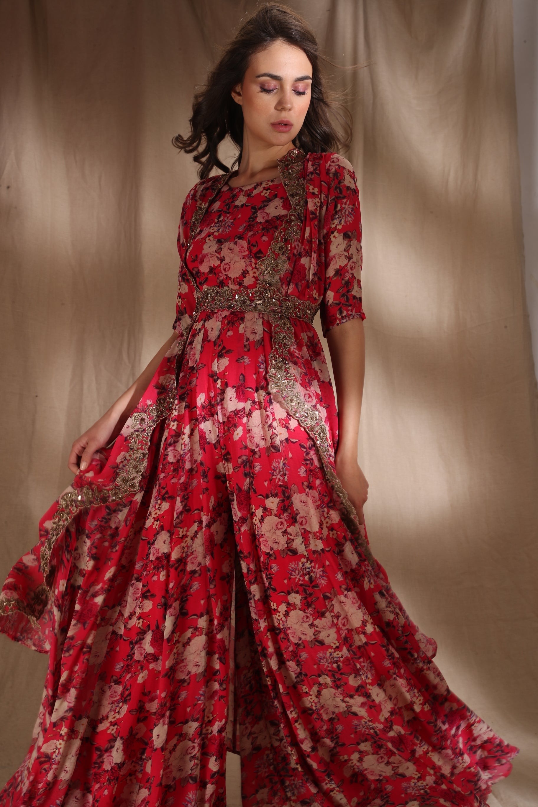 Hot Pink Floral Jumpsuit