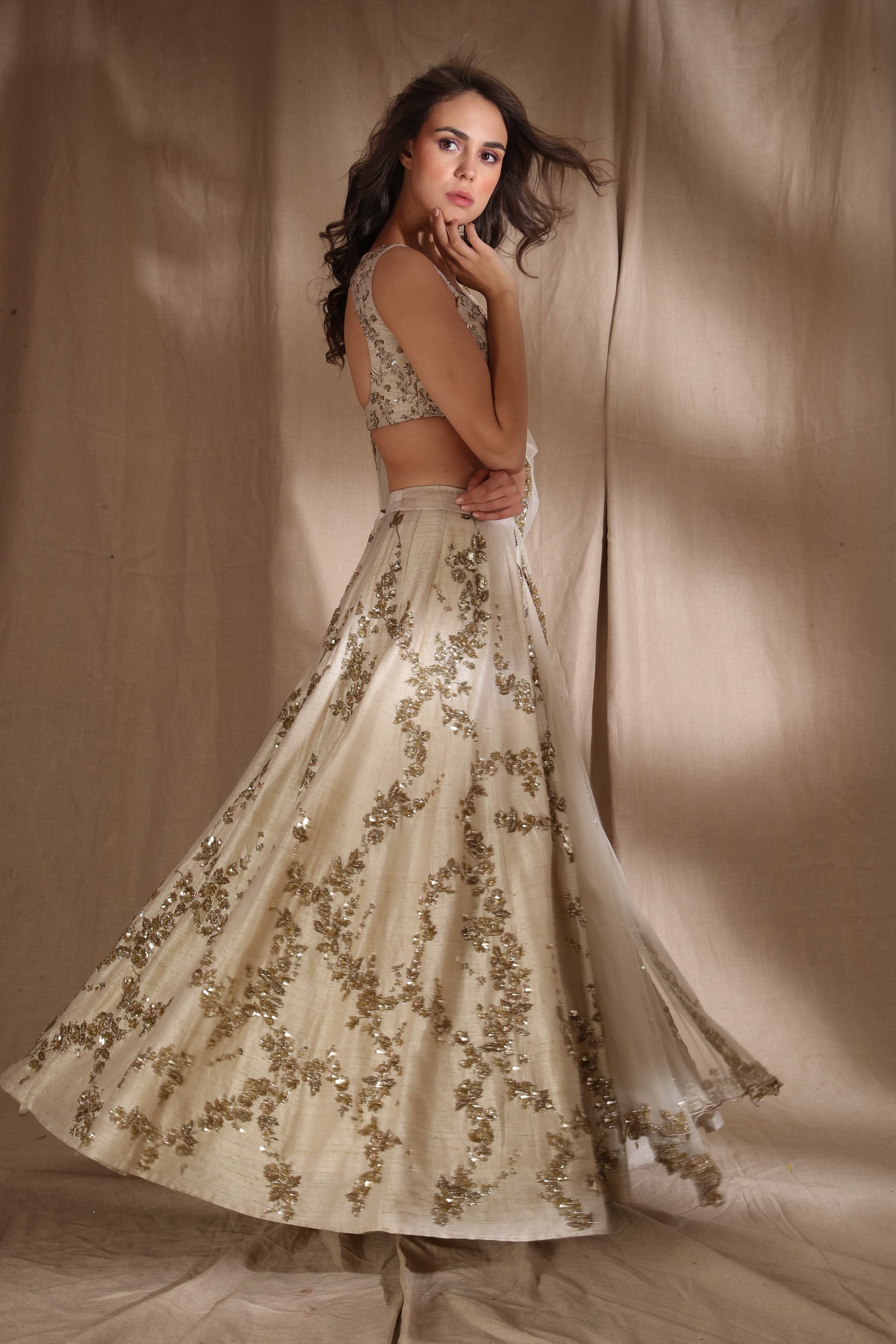 Ivory And Gold Lehenga