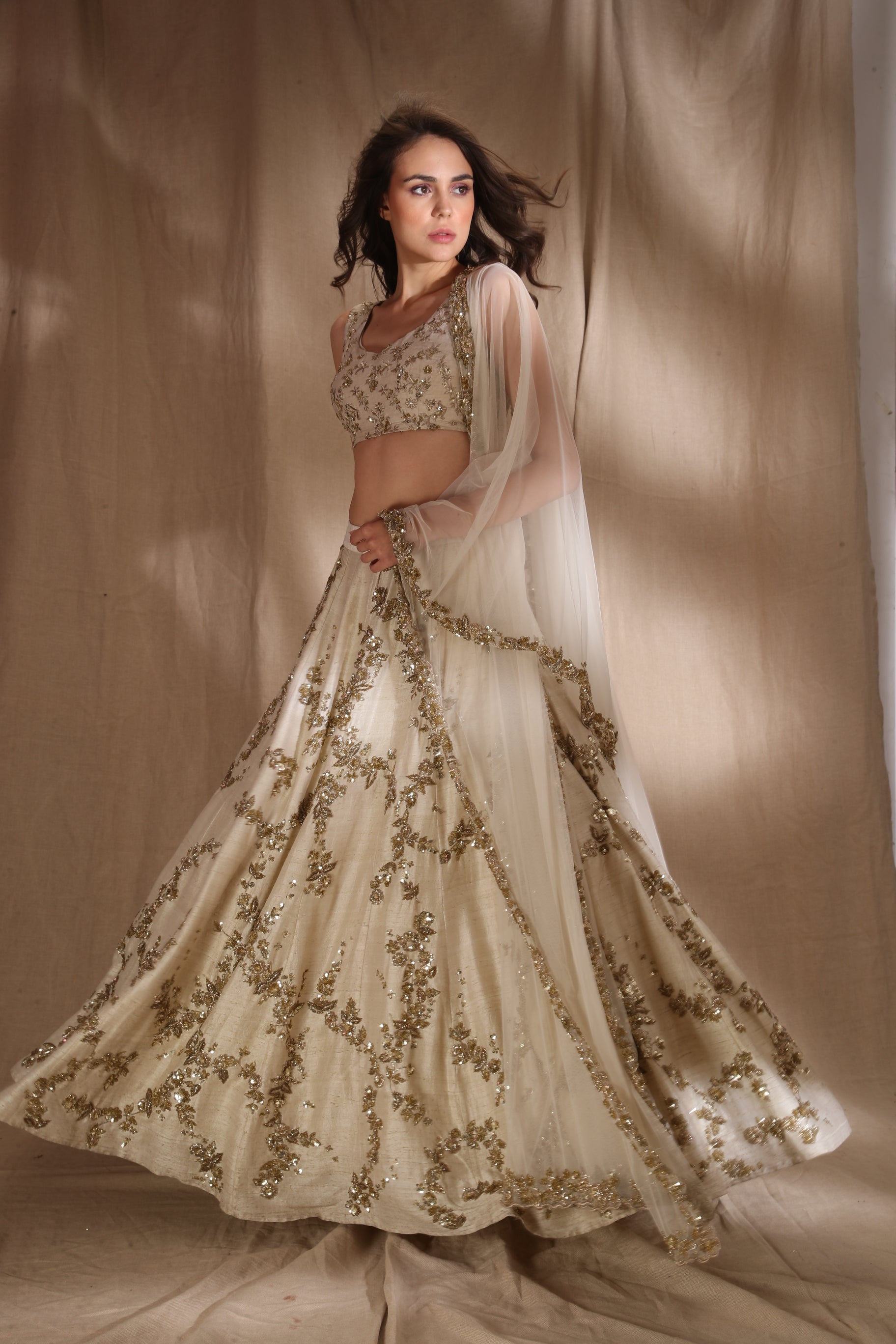 Ivory And Gold Lehenga