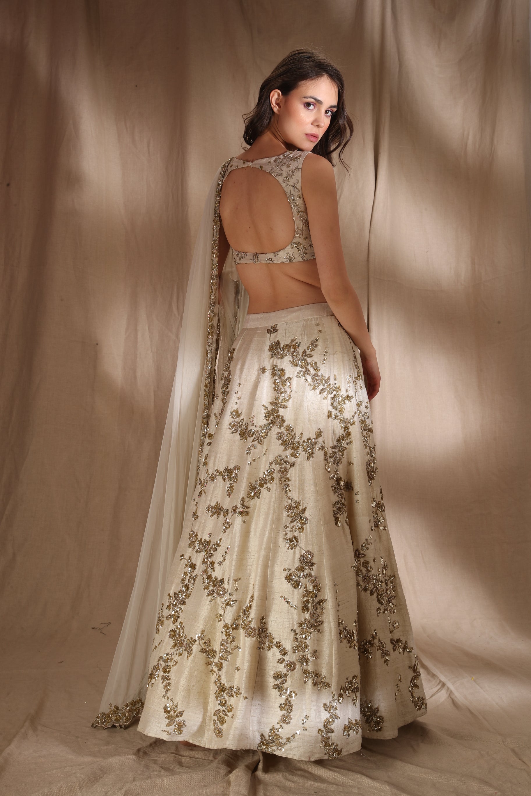 Ivory And Gold Lehenga