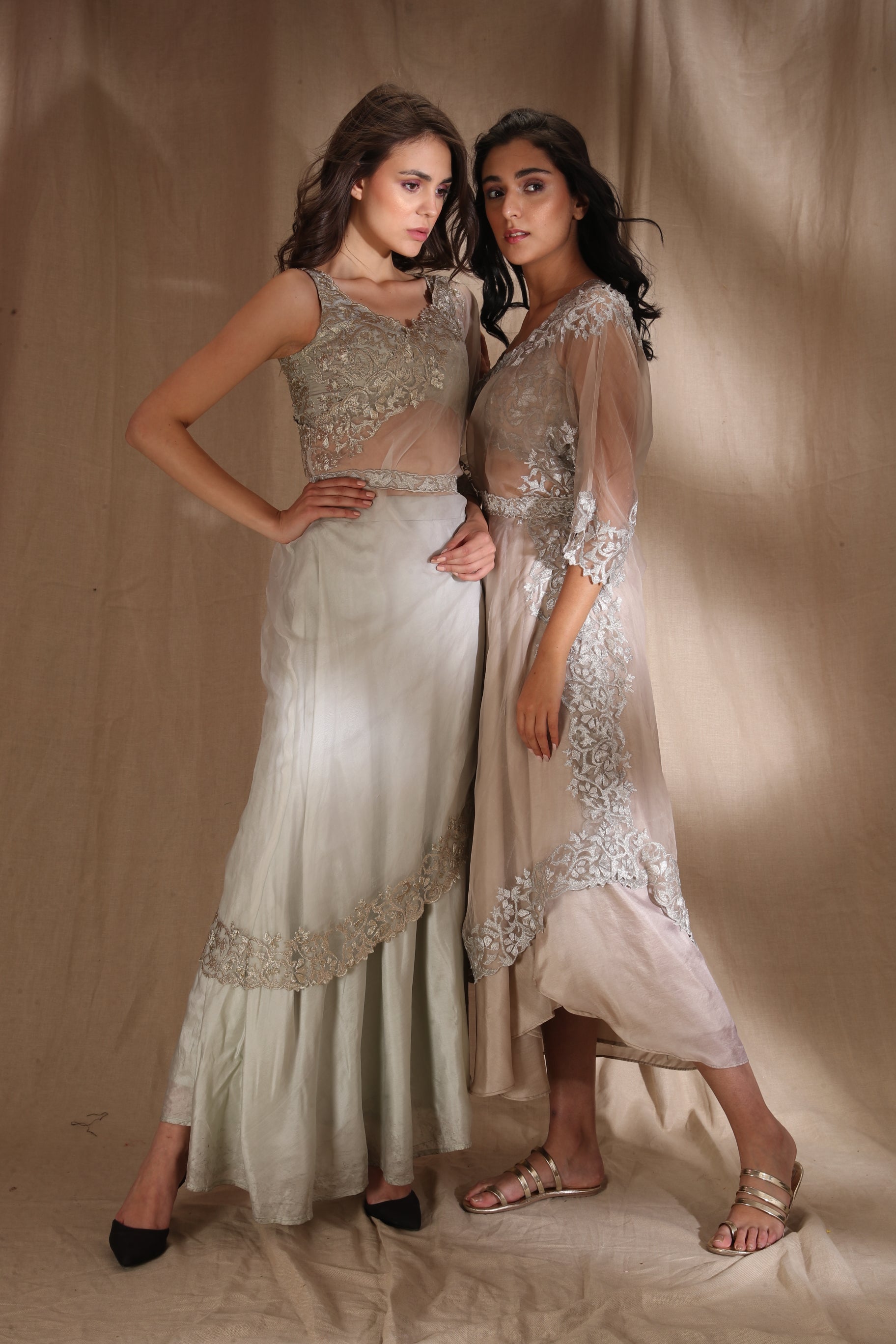 Silver And Light Gold Saree