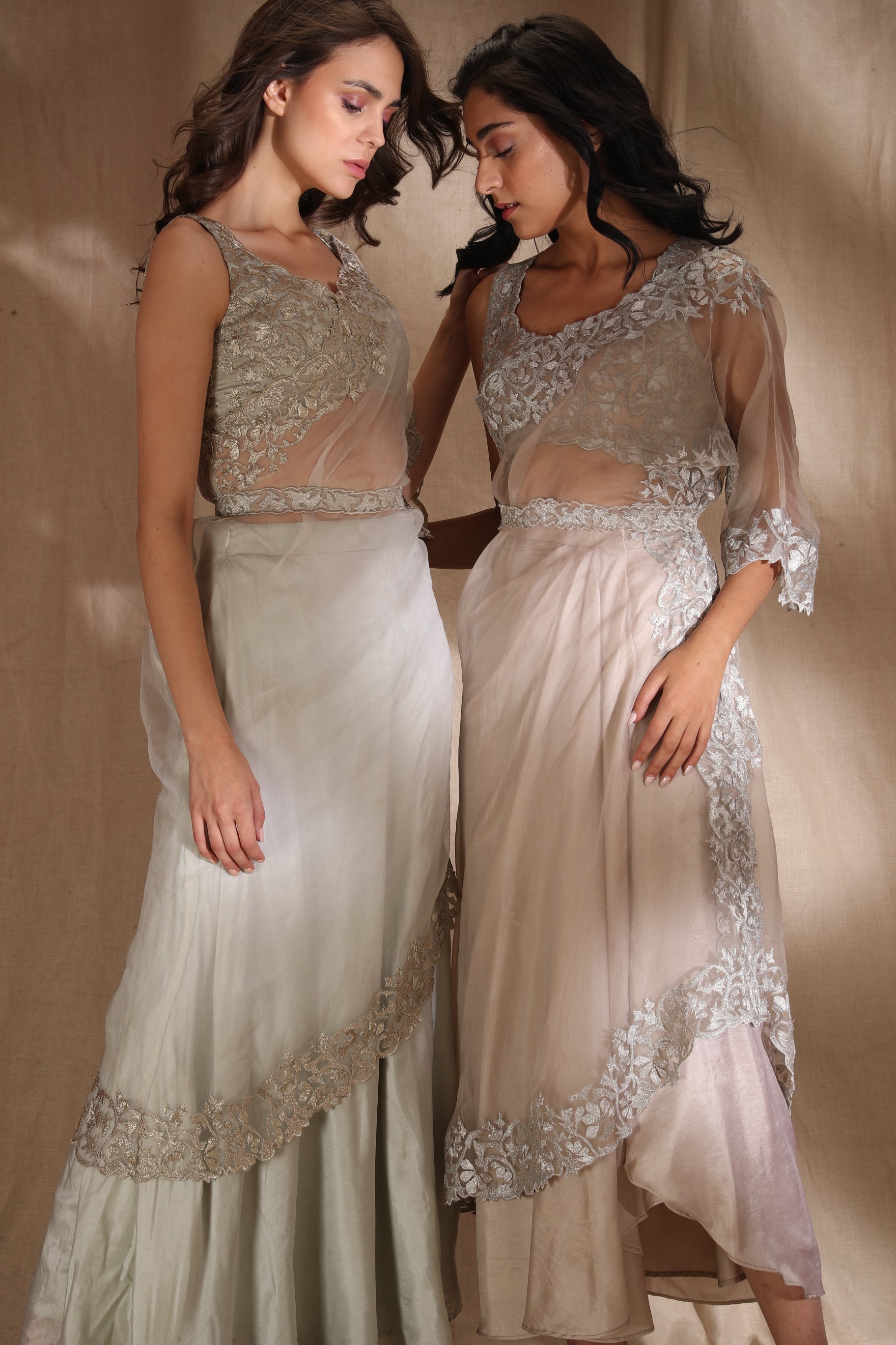 Silver And Light Blue Saree