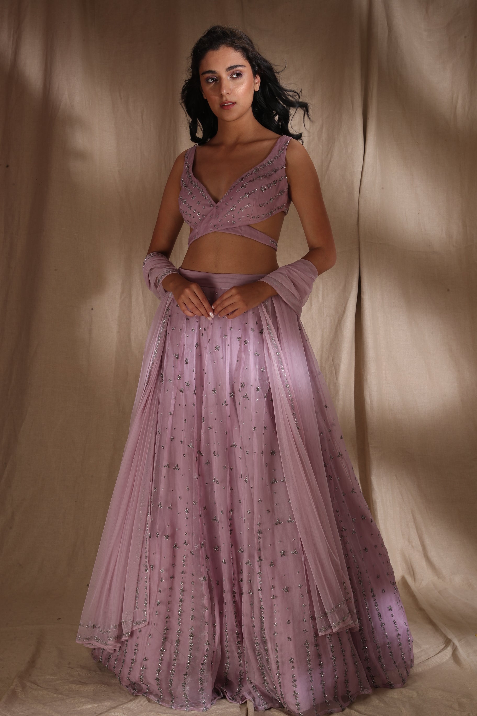 Lavender Lehenga With A Basic Blouse