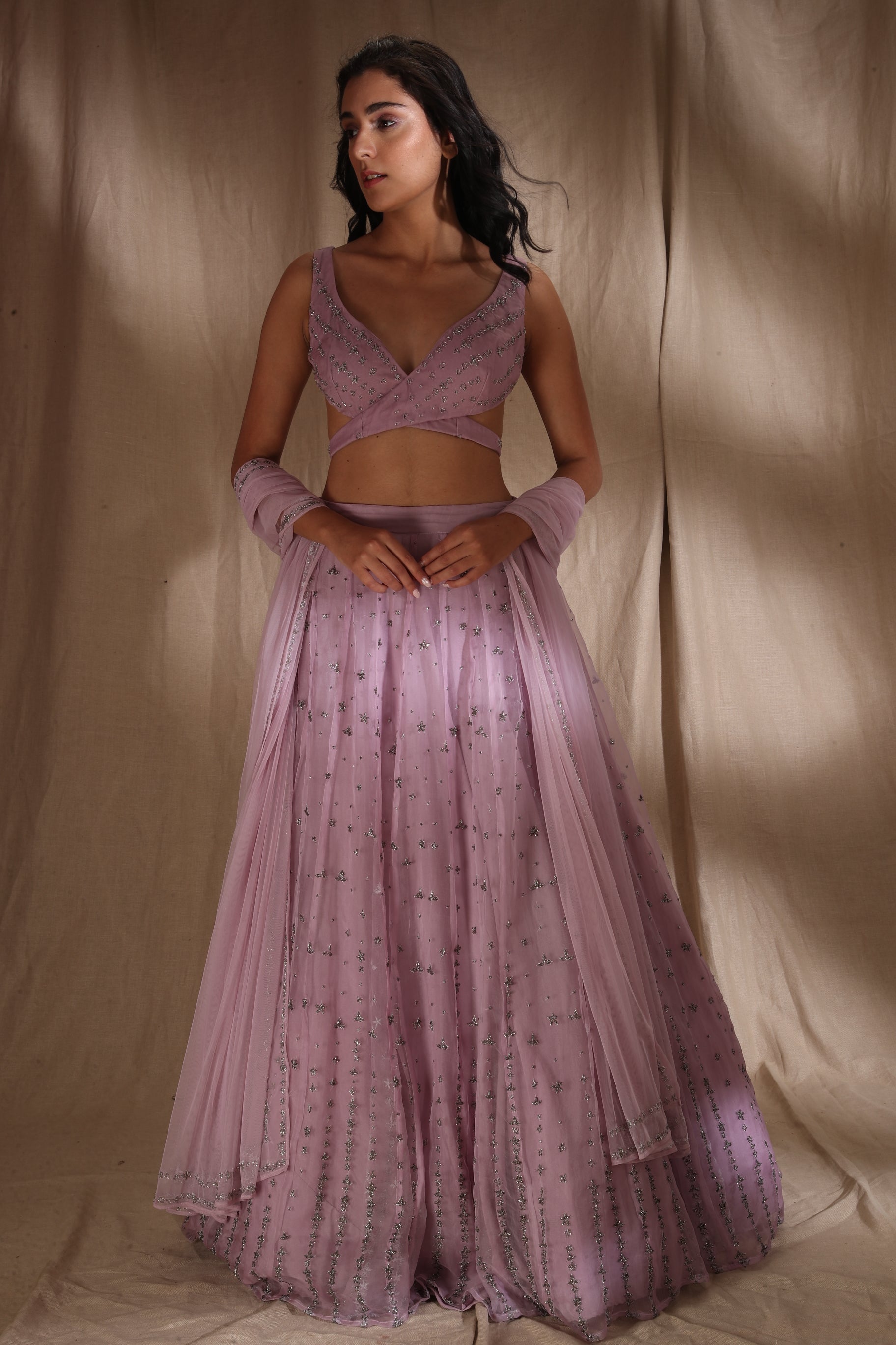 Lavender Lehenga With A Basic Blouse