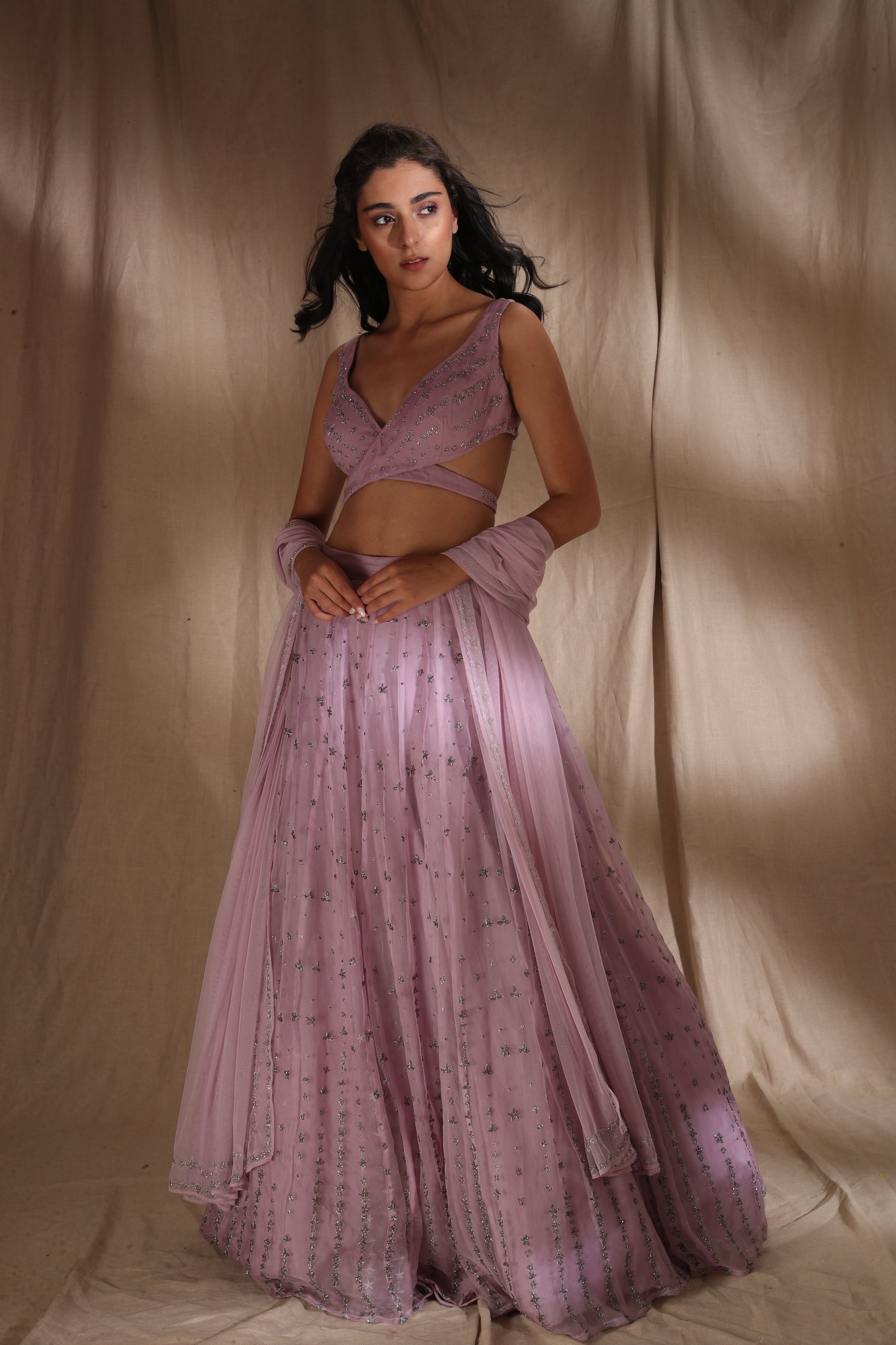 Lavender Lehenga With A Basic Blouse