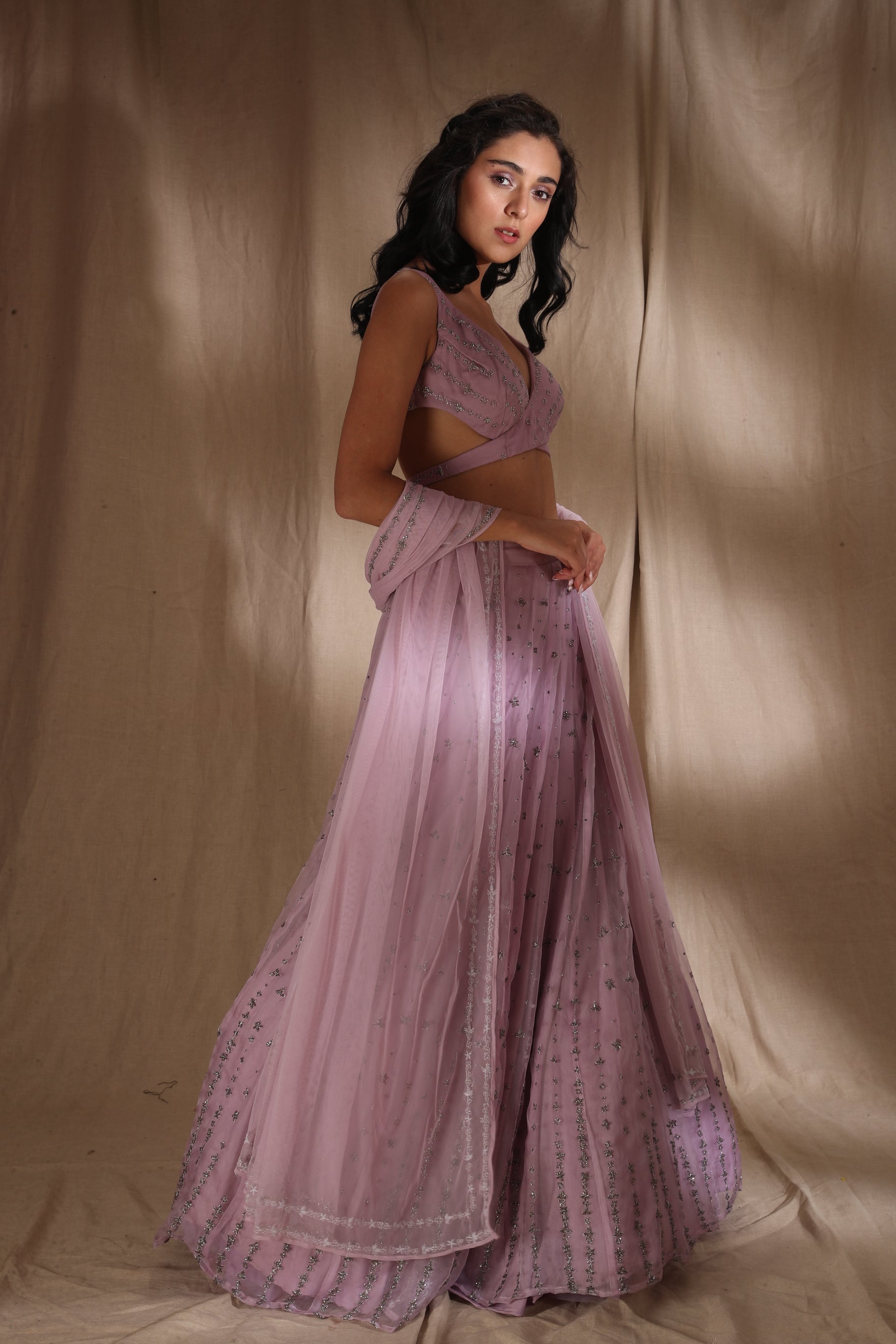 Lavender Lehenga With A Basic Blouse