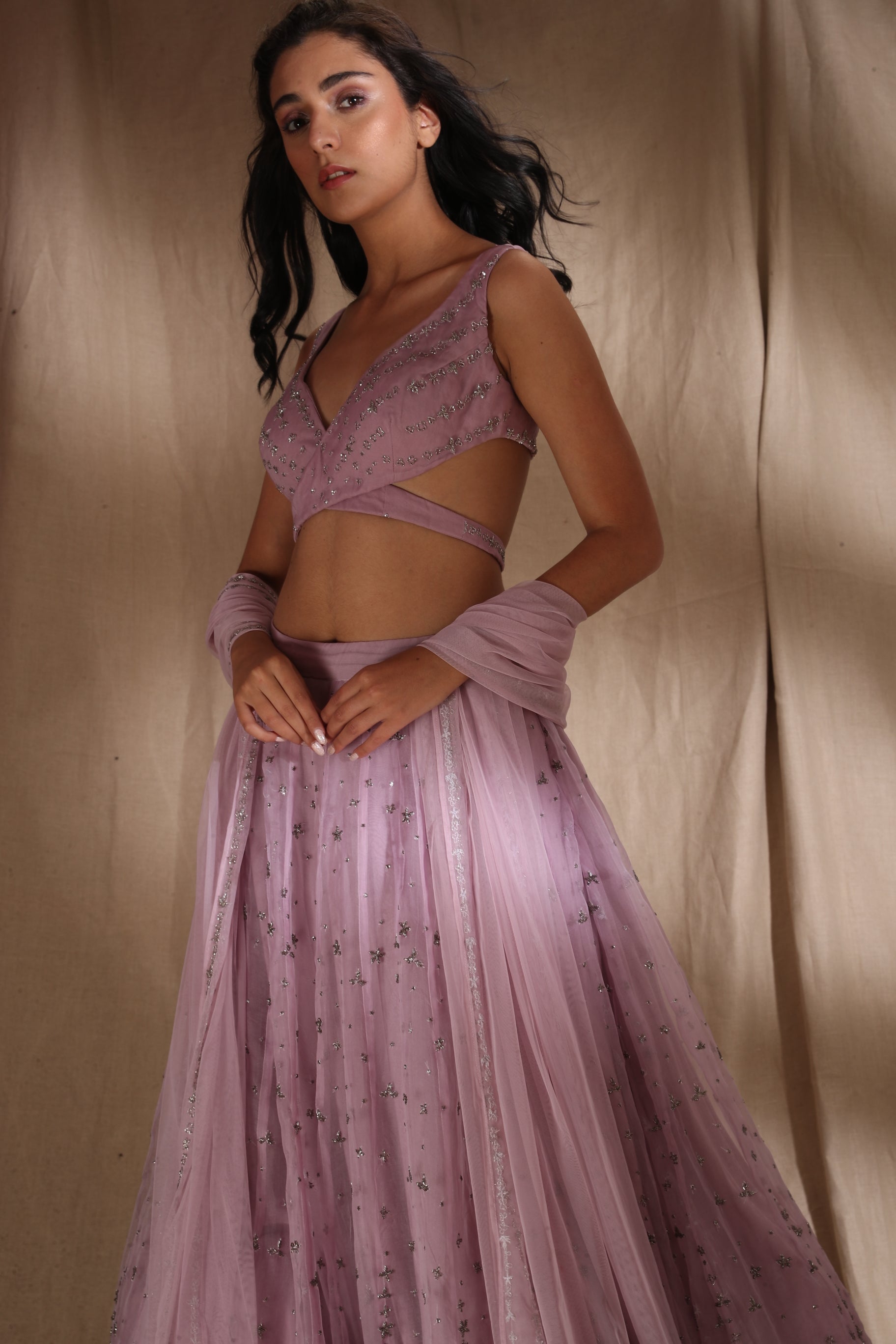 Lavender Lehenga With A Basic Blouse