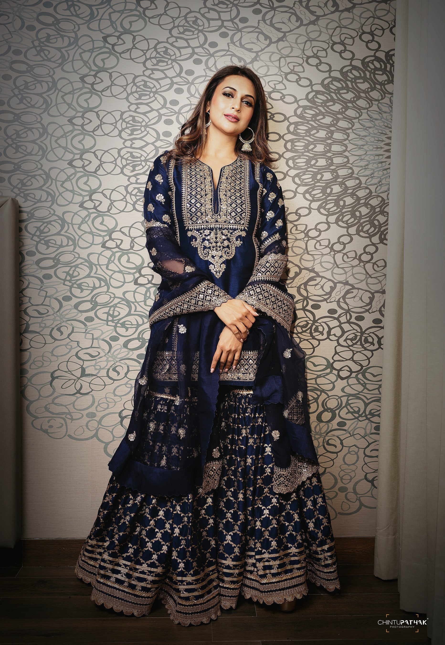 Marigold Brocade Short Garara Set-Divyanka Tripathi