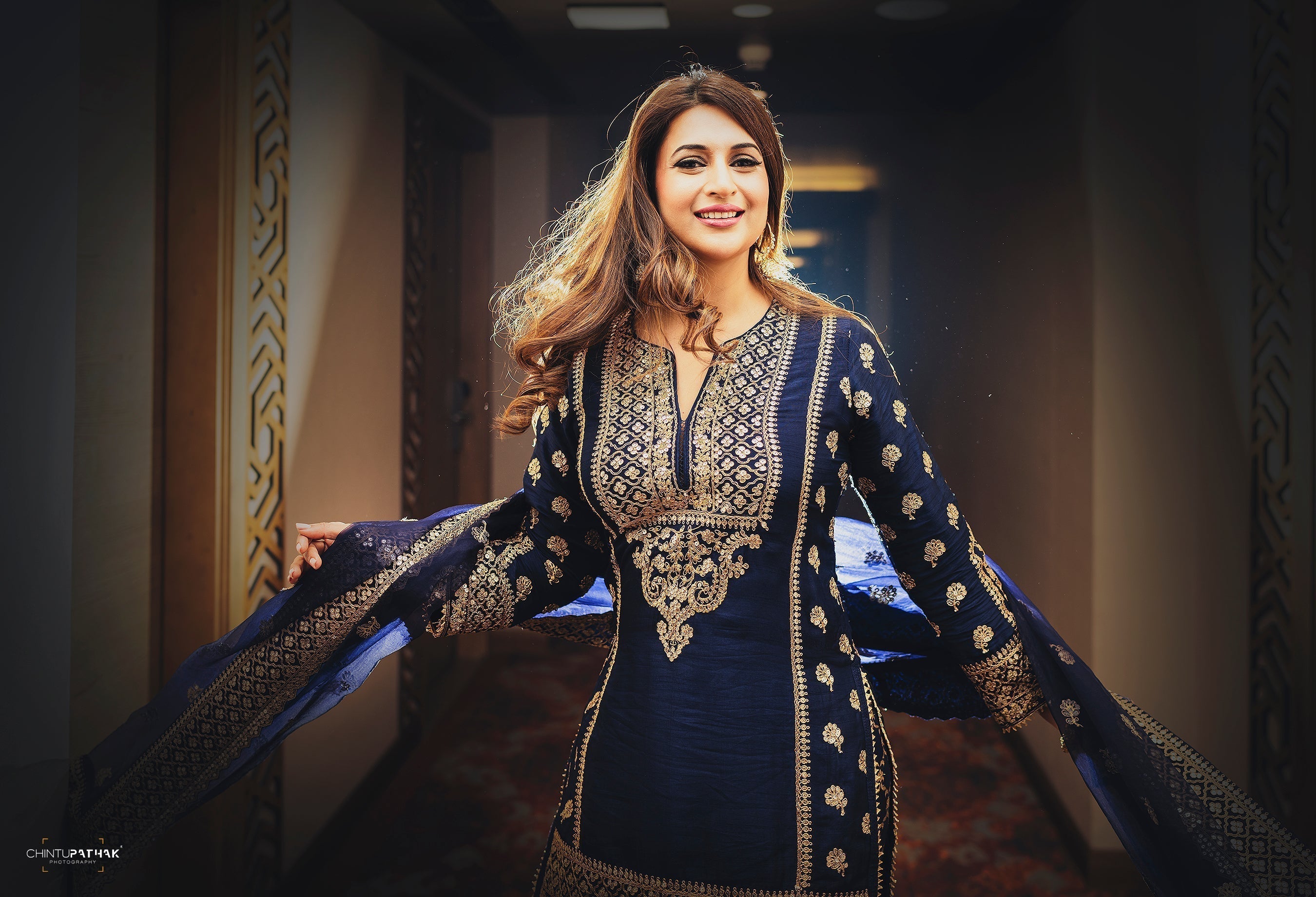 Marigold Brocade Short Garara Set-Divyanka Tripathi