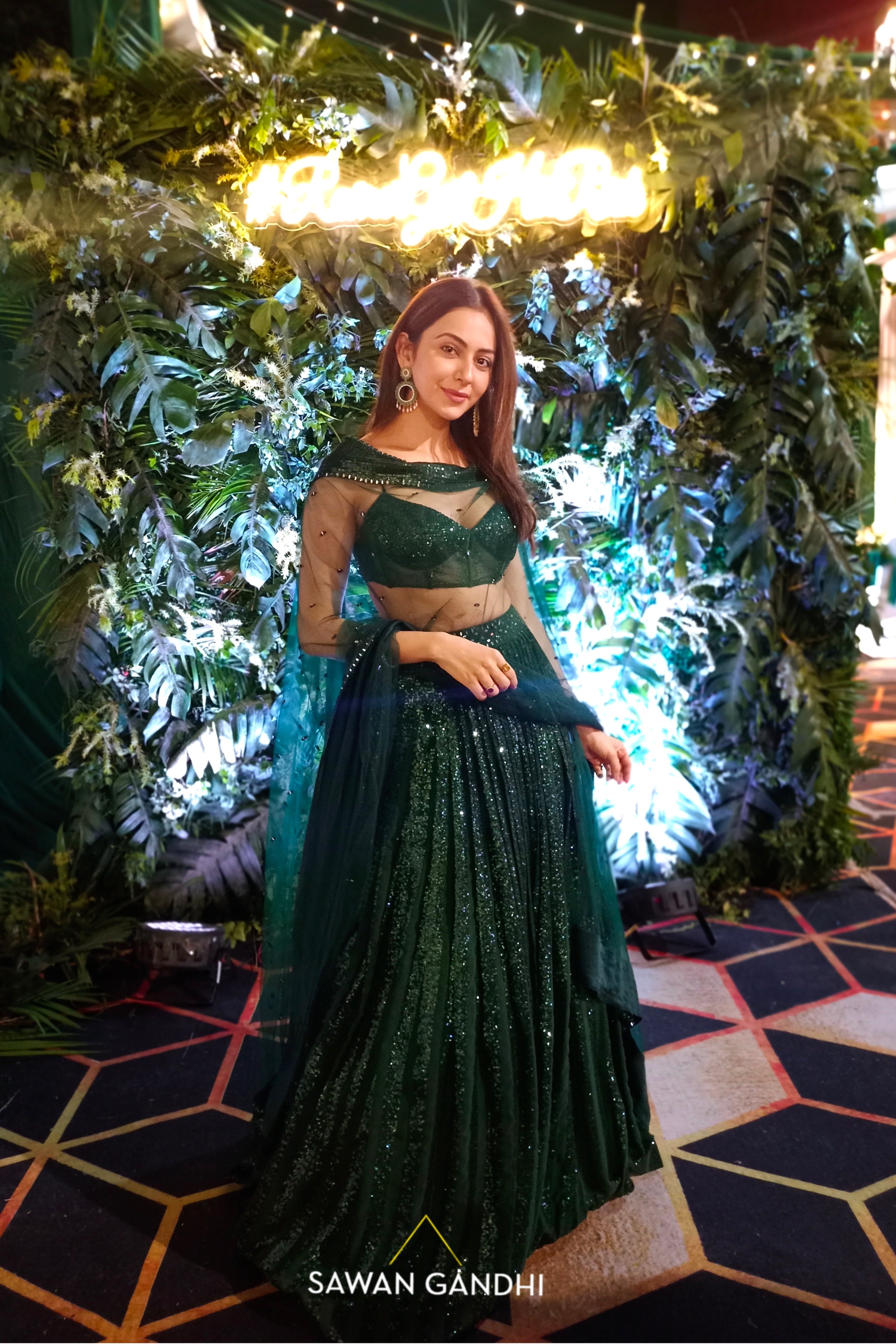 Rakul Preet Singh in Lumiere Green sequins lehenga