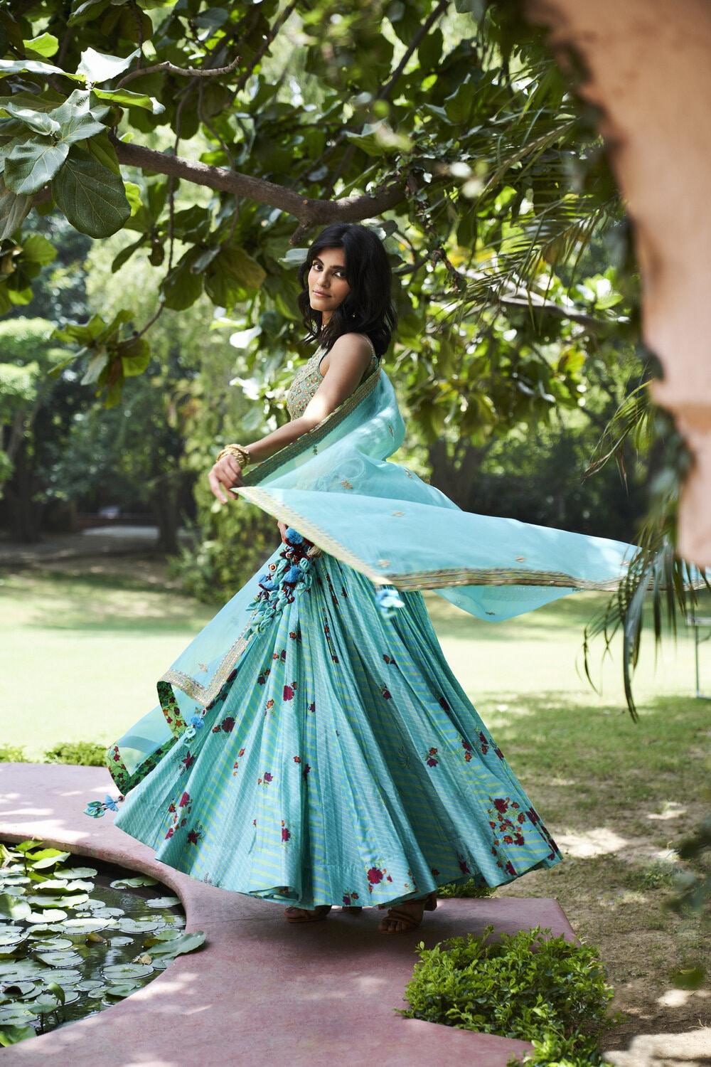 Turquoise Lehenga Set