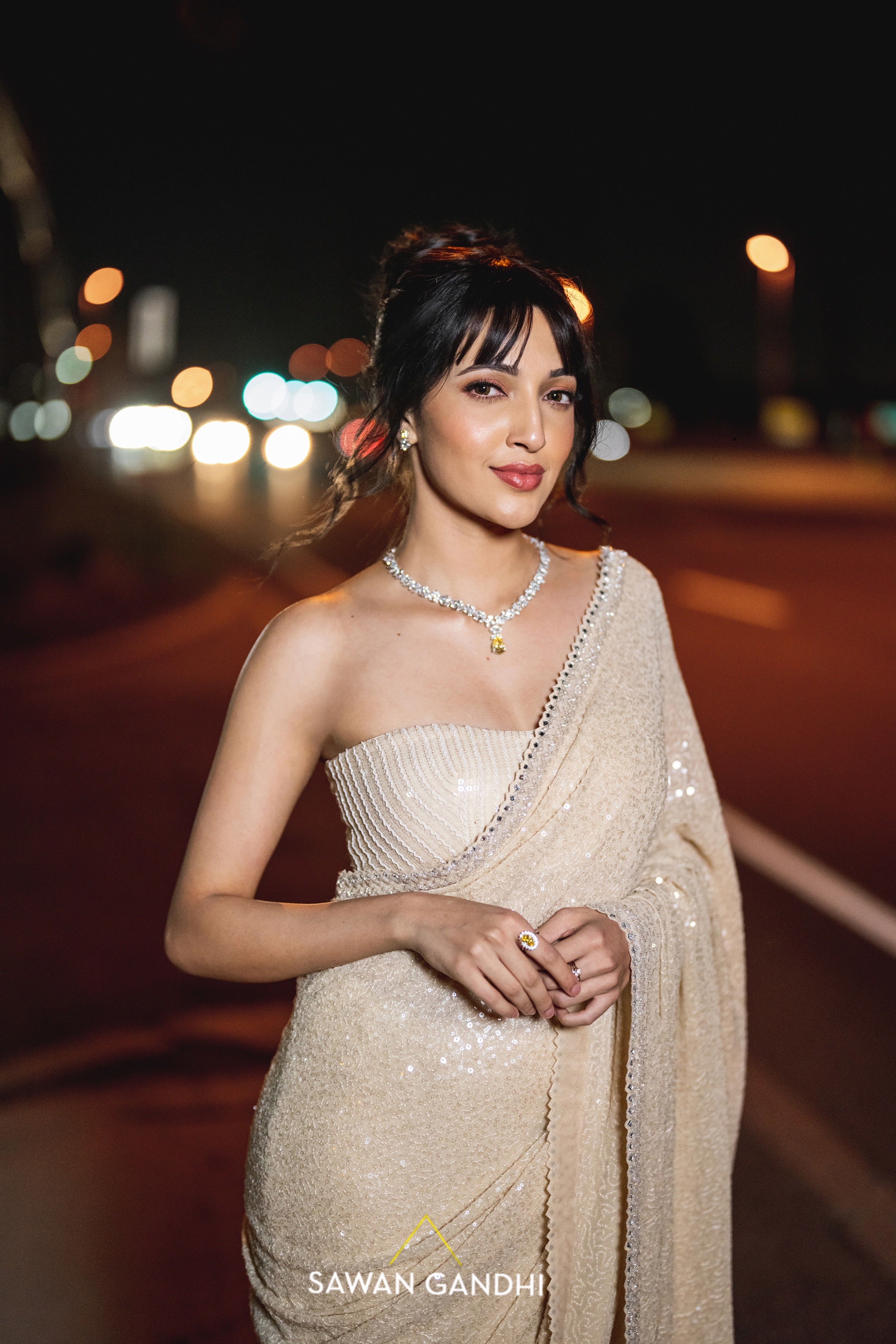 Neha Shetty In Beige sequins saree