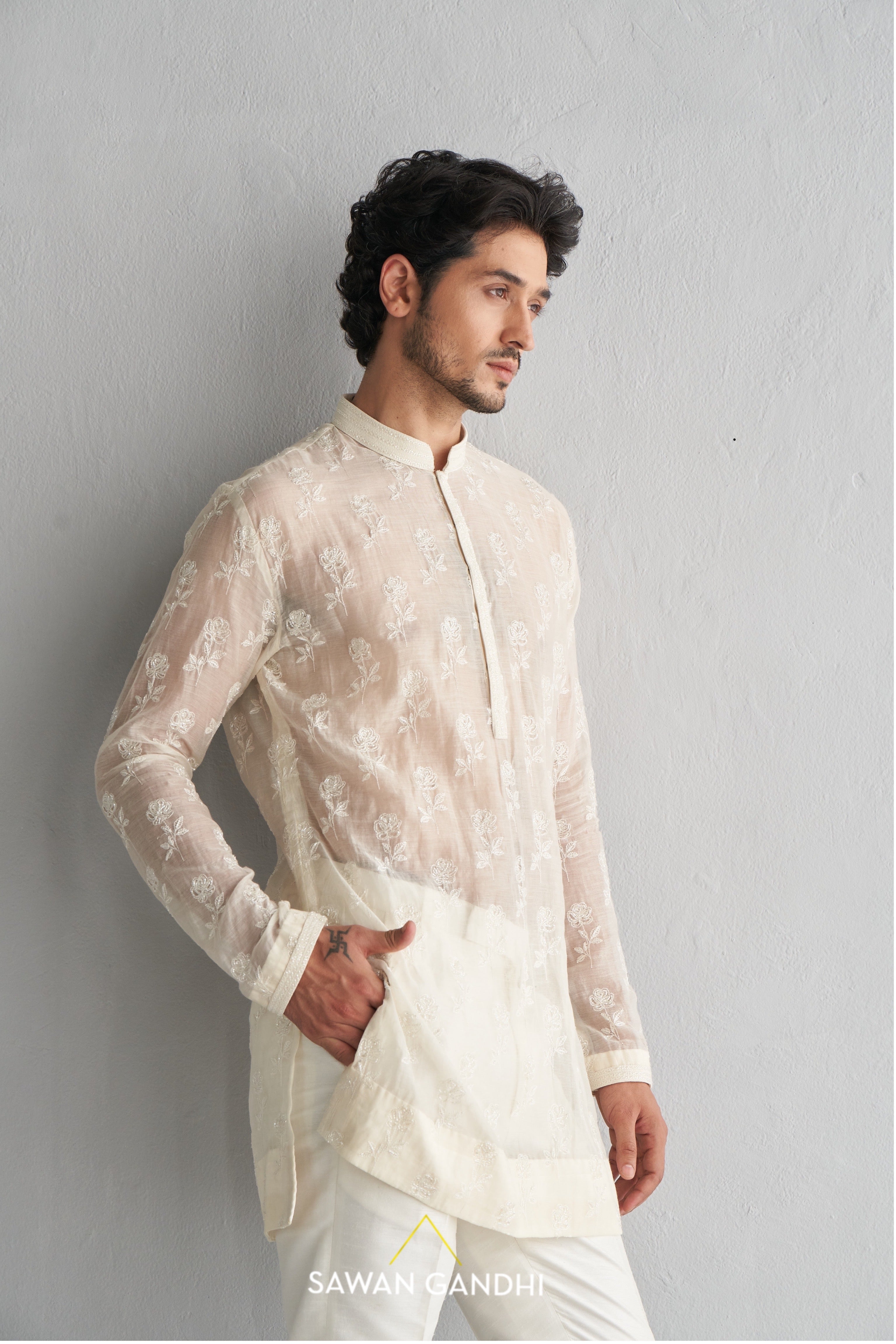 Ivory rose cutdana kurta