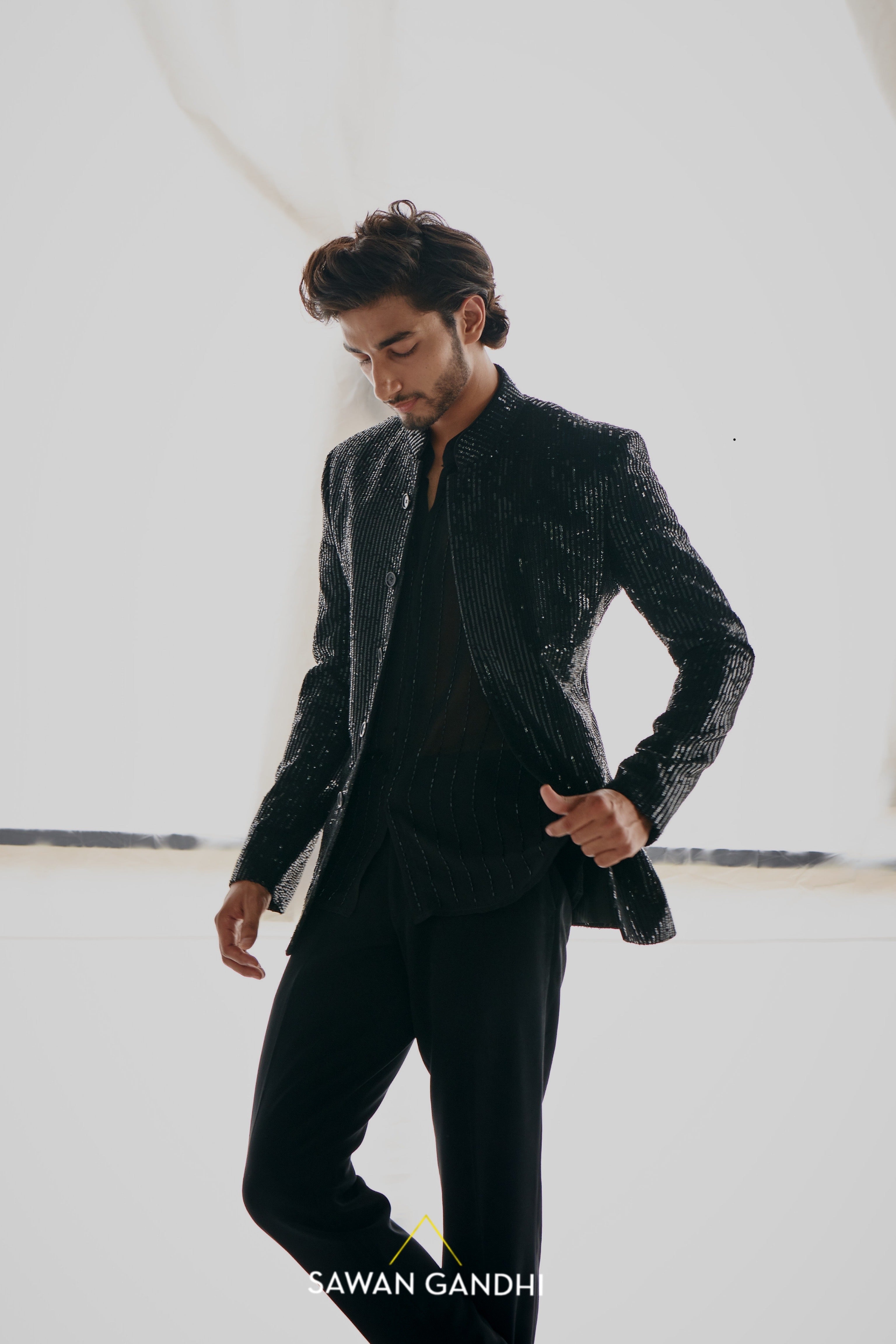 Black sequins bandhgala