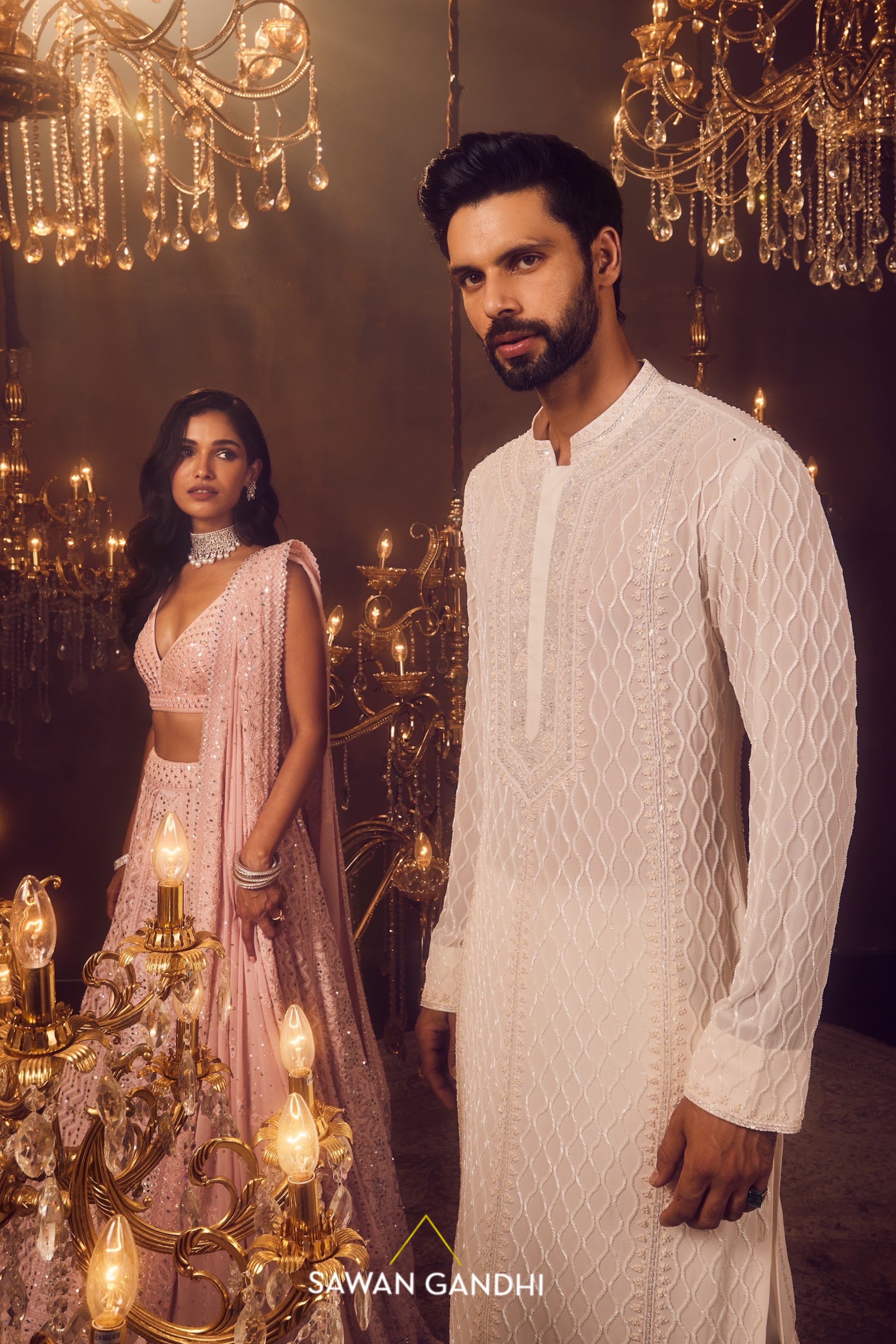 Ivory cutdana waves chikankari kurta