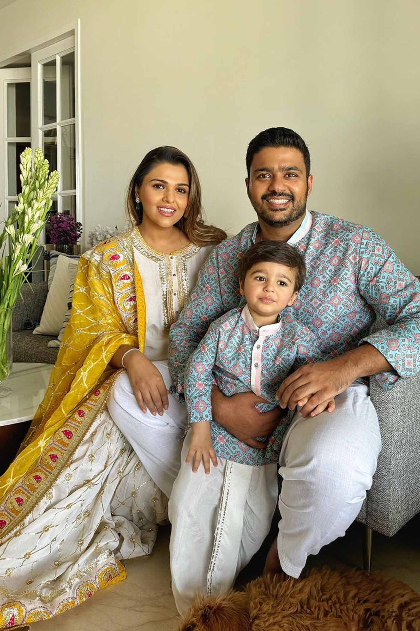 Tina Kakkad In Shabina- Daisy Ivory short kurta with garara and dupatta