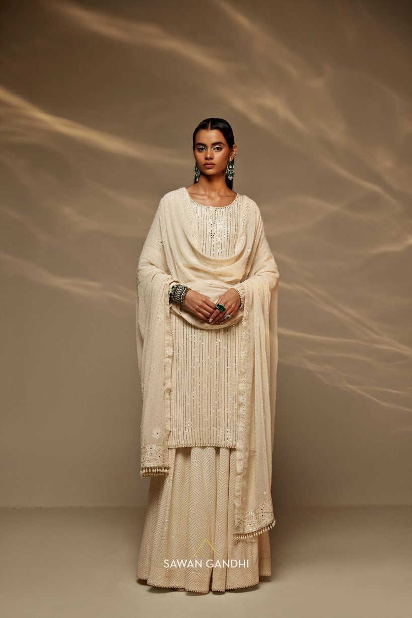 Ivory Dori work sequins suit set