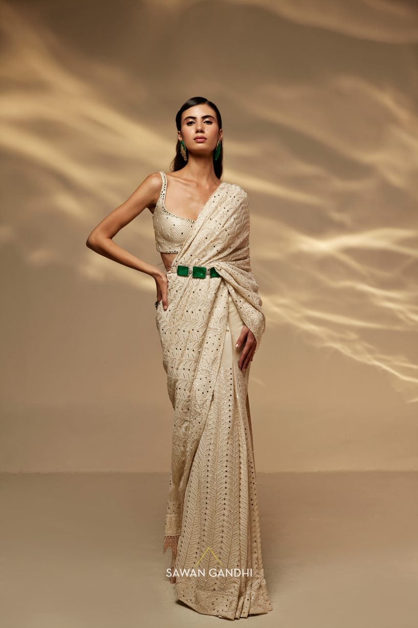 Ivory leaf chikankari set