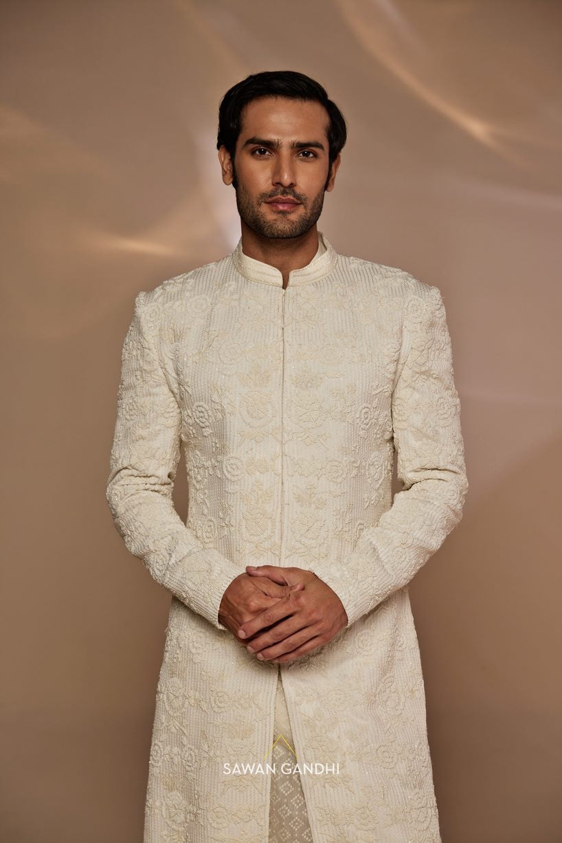 Pearl work sherwani