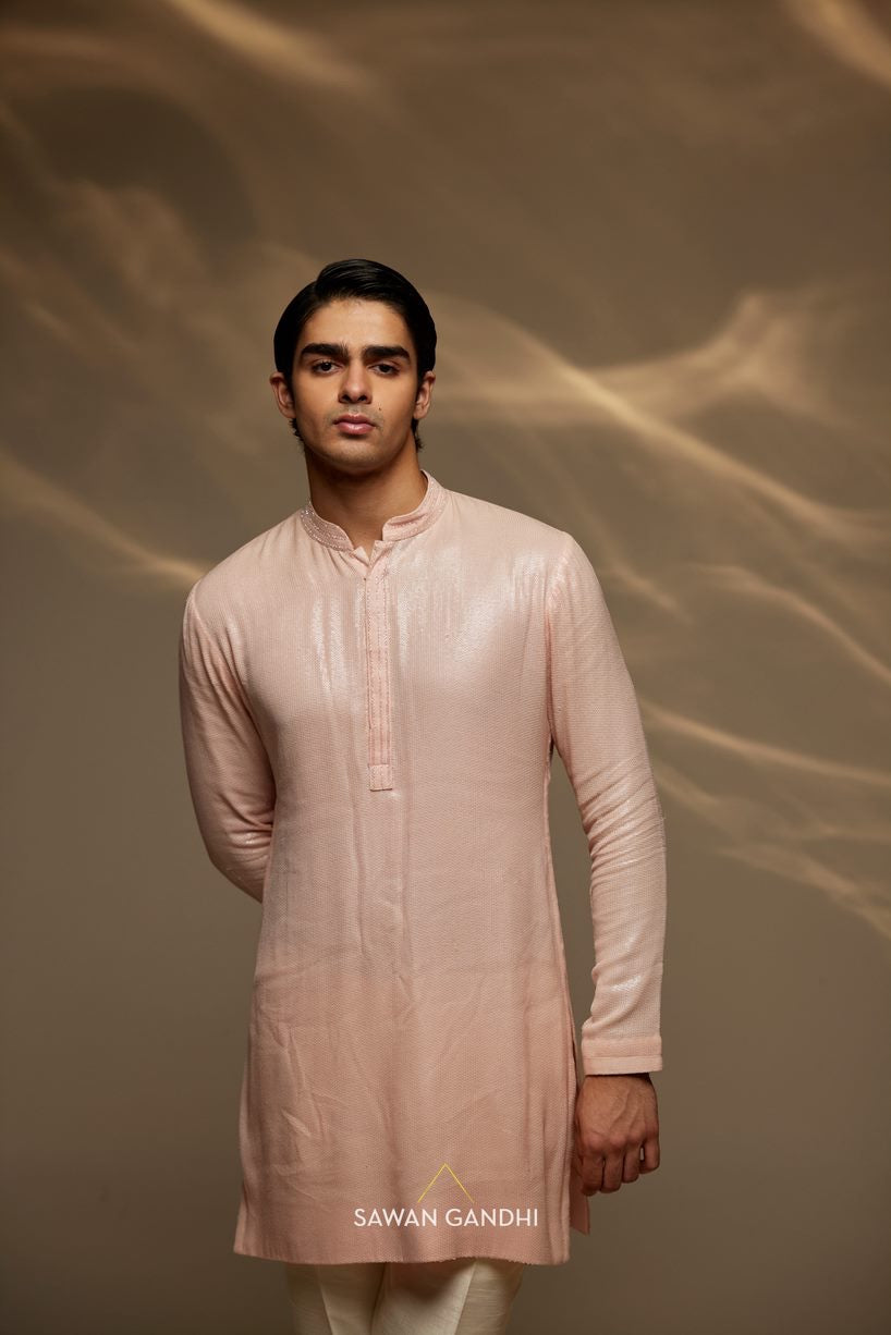 Peach sequins kurta