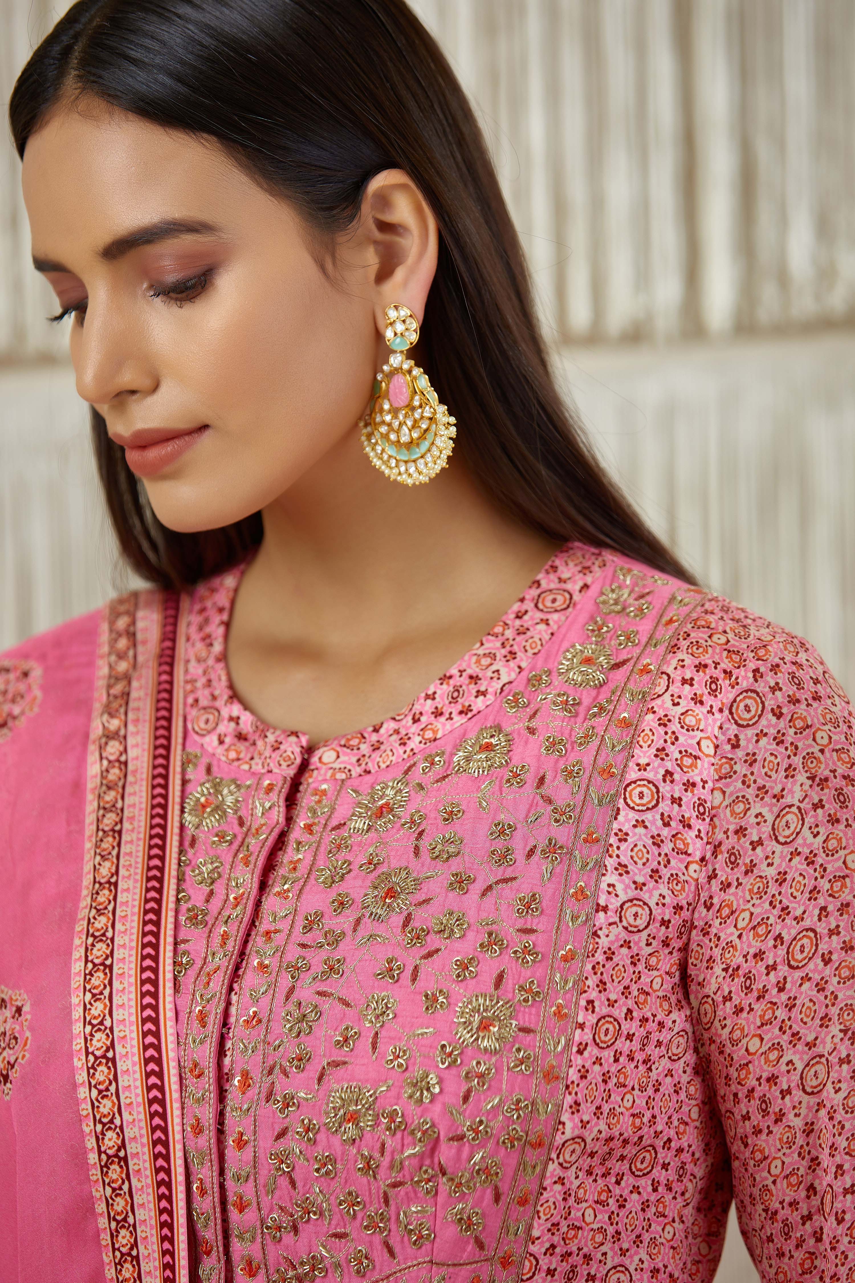Pink Anarkali set
