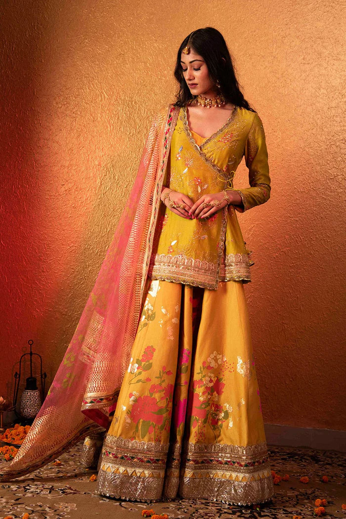 Jazlin Angrakha Kurta with Draped Skirt Set