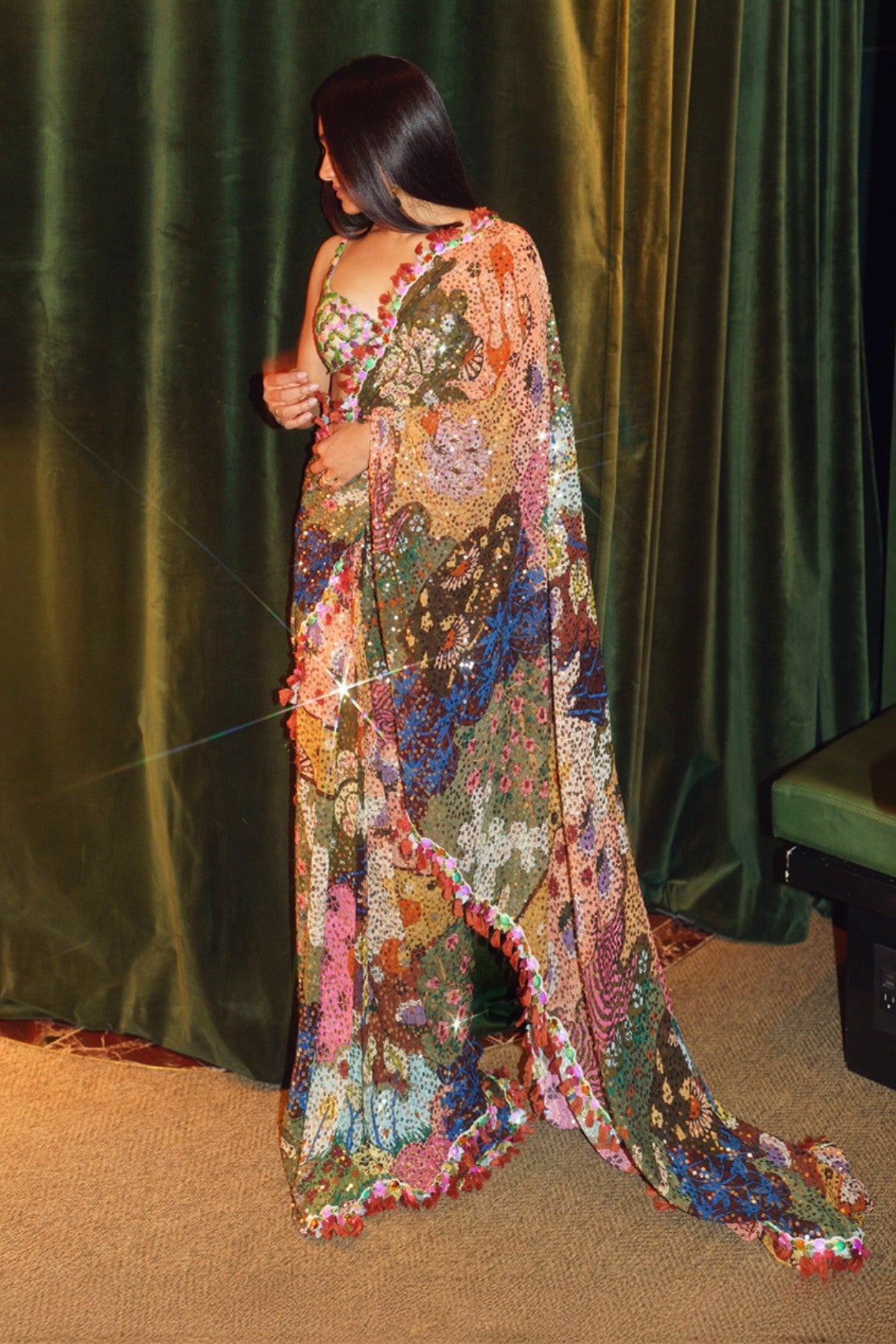 Rosello - Multicoloured Sequin Saree - Ready To Ship