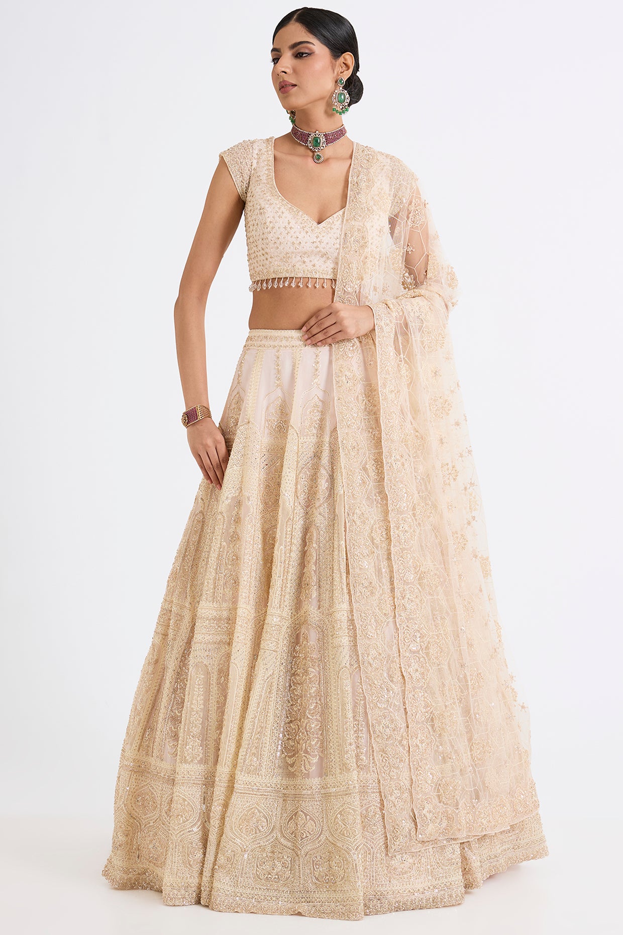 PIYA PINK RAW SILK ZARI HAND & MACHINE EMBROIDERED LEHENGA SET