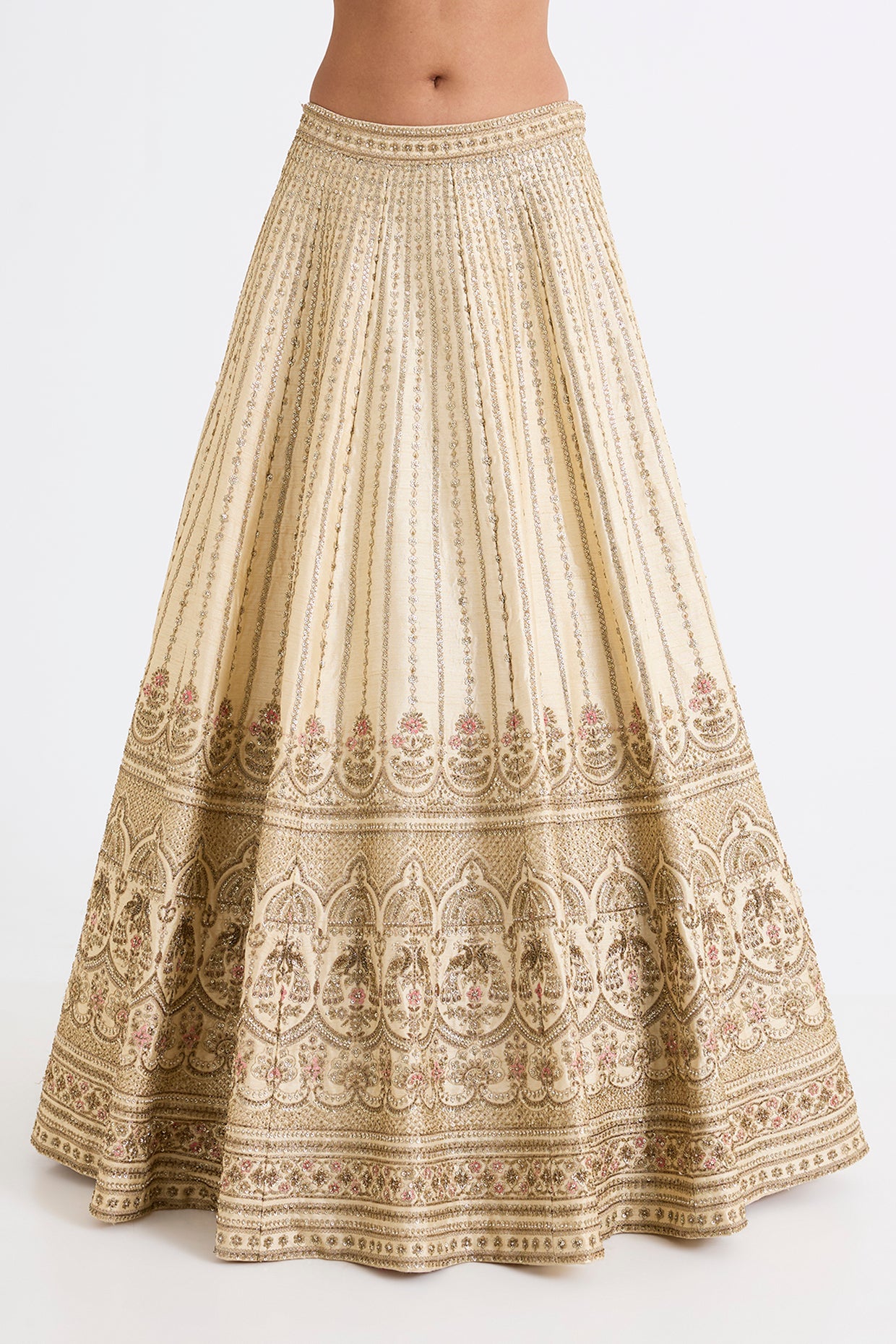 ISHQ IVORY RAW SILK ZARI HAND & MACHINE EMBROIDERED LEHENGA SET
