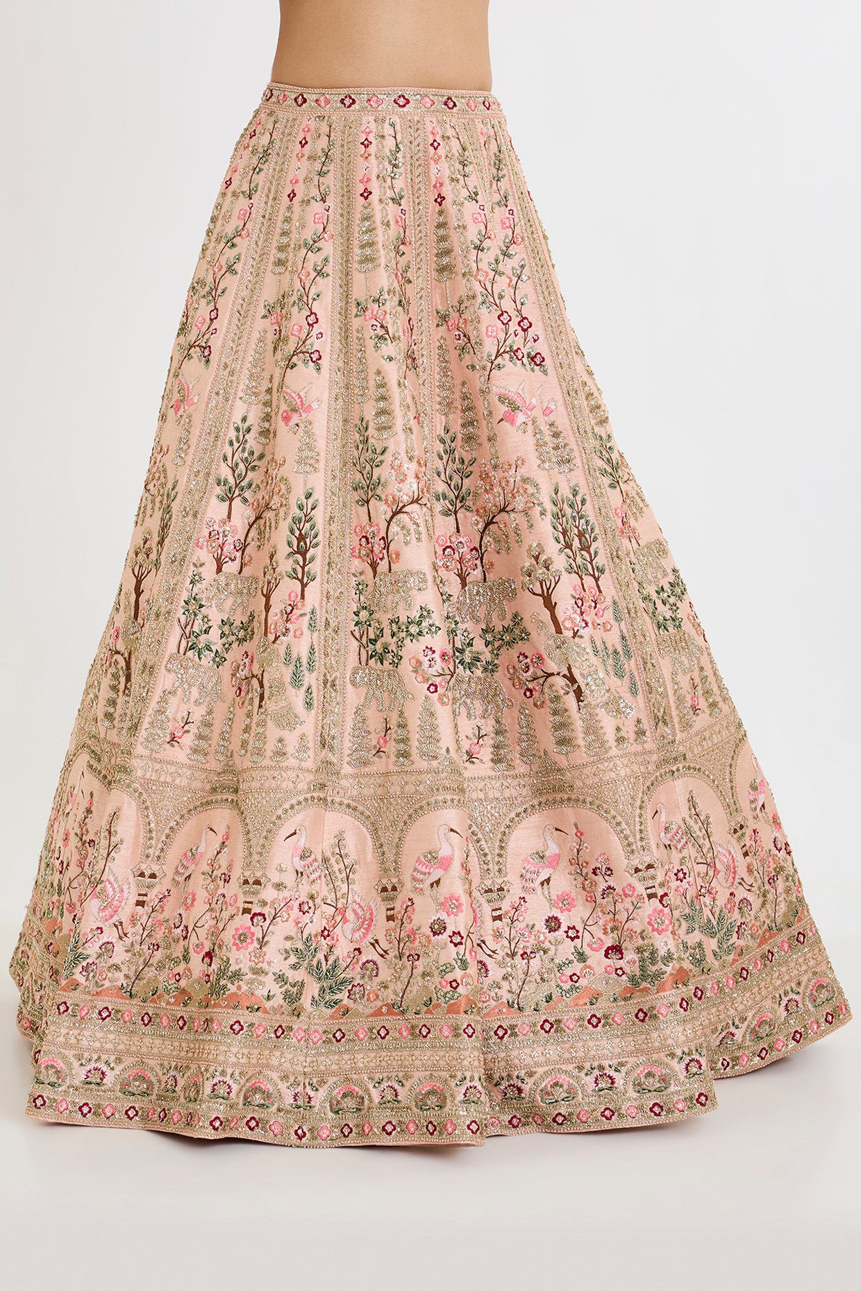 SIYA PINK RAW SILK CUTDANA HAND EMBELLISHED LEHENGA SET