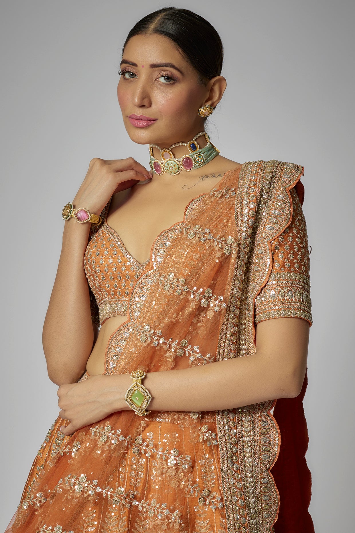 RUST LOOP LEHENGA SET