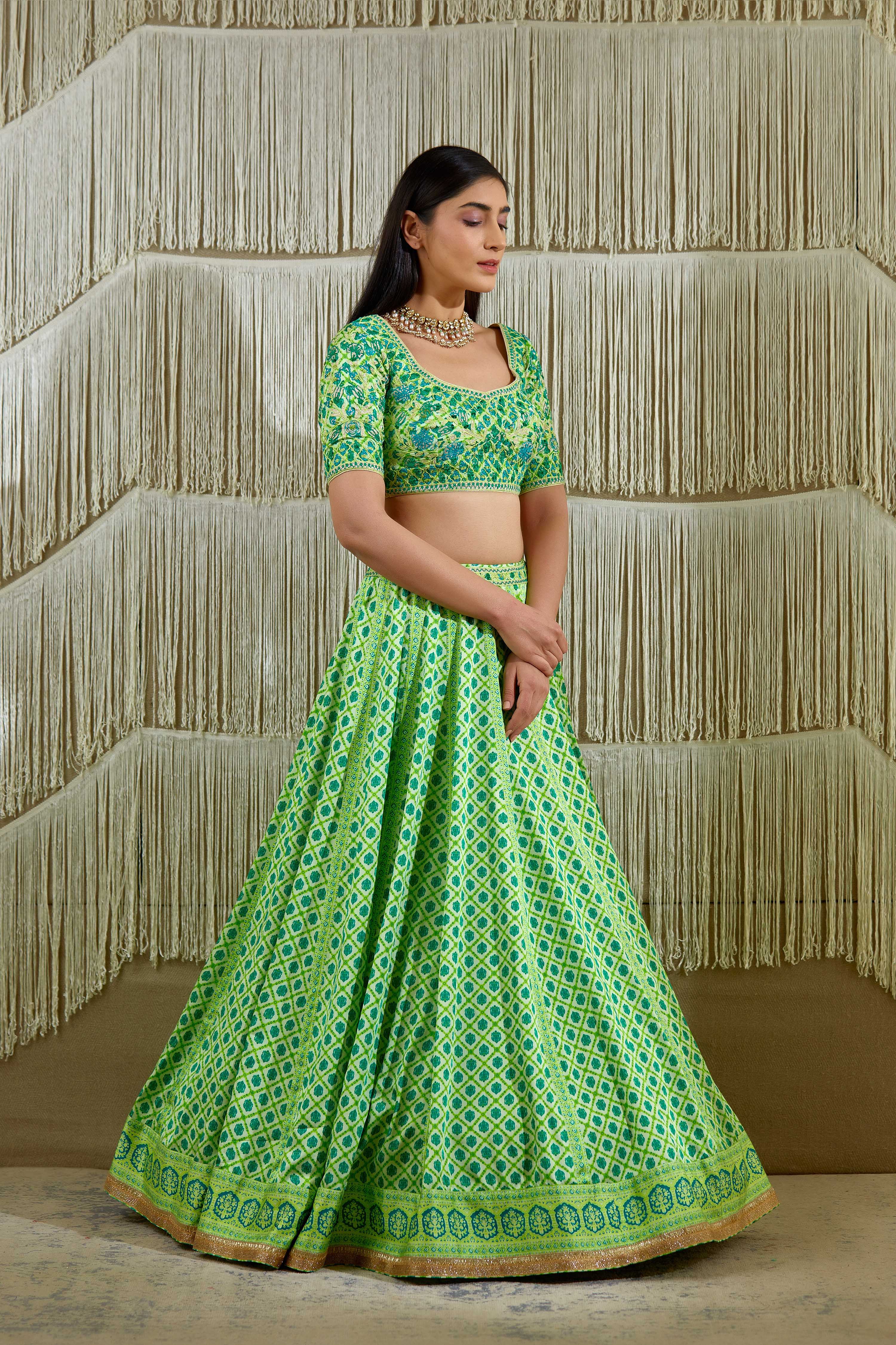 Bright Green Lehenga set