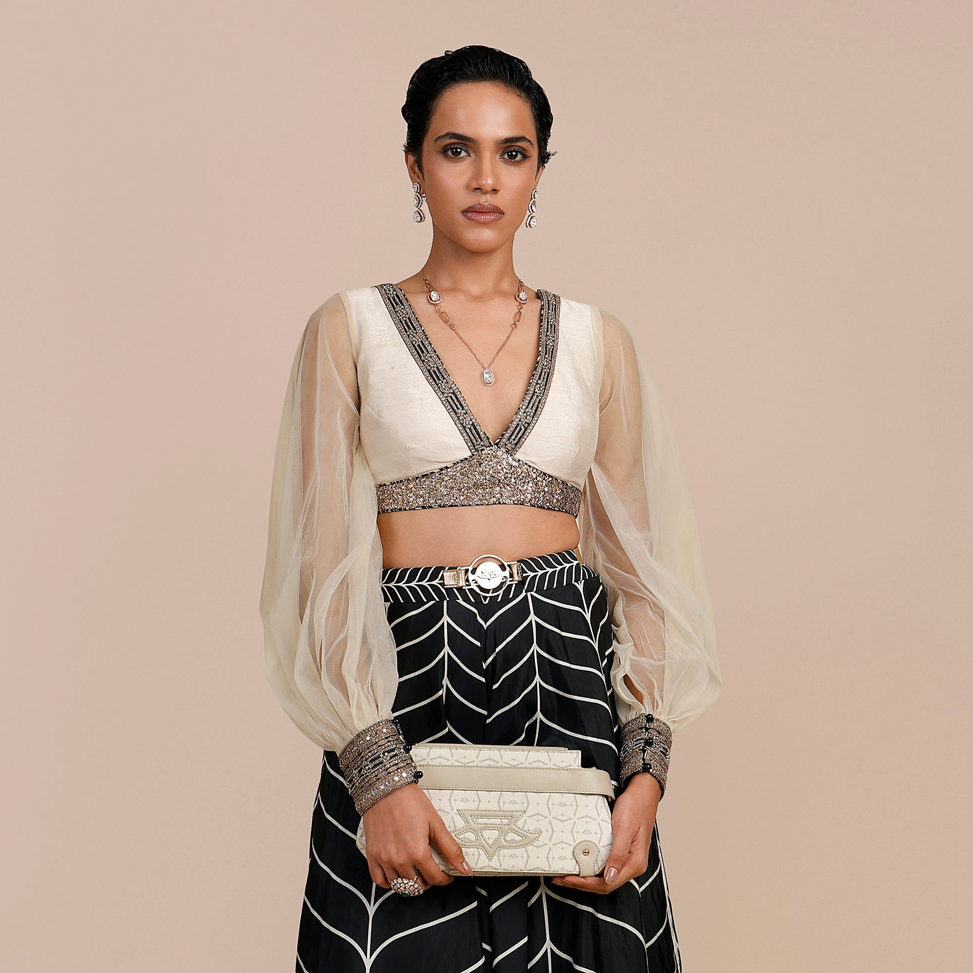 Linear Chevron Sharara Set | SATT
