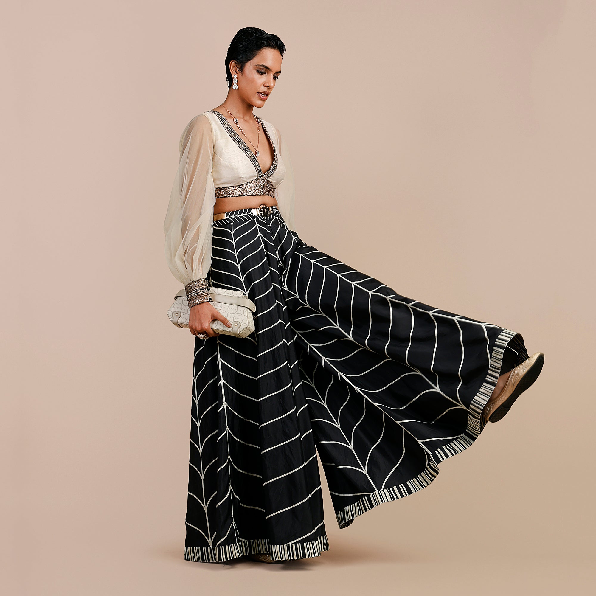 Linear Chevron Sharara Set | SATT
