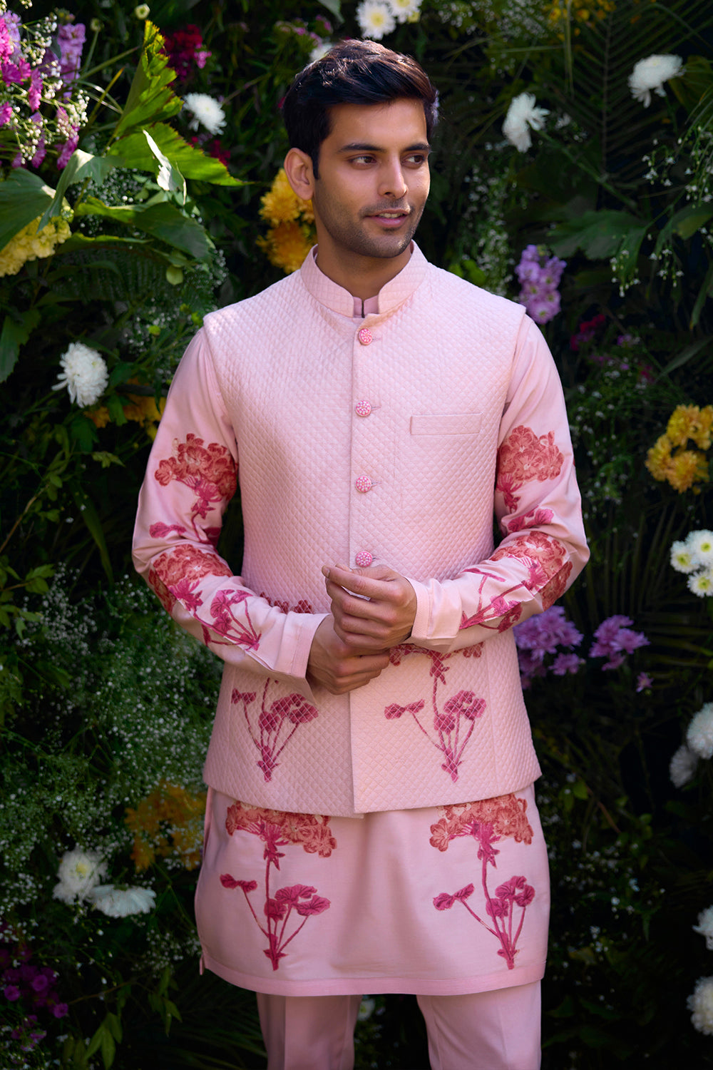 Cloud Pink Kurta & Waistcoat Set