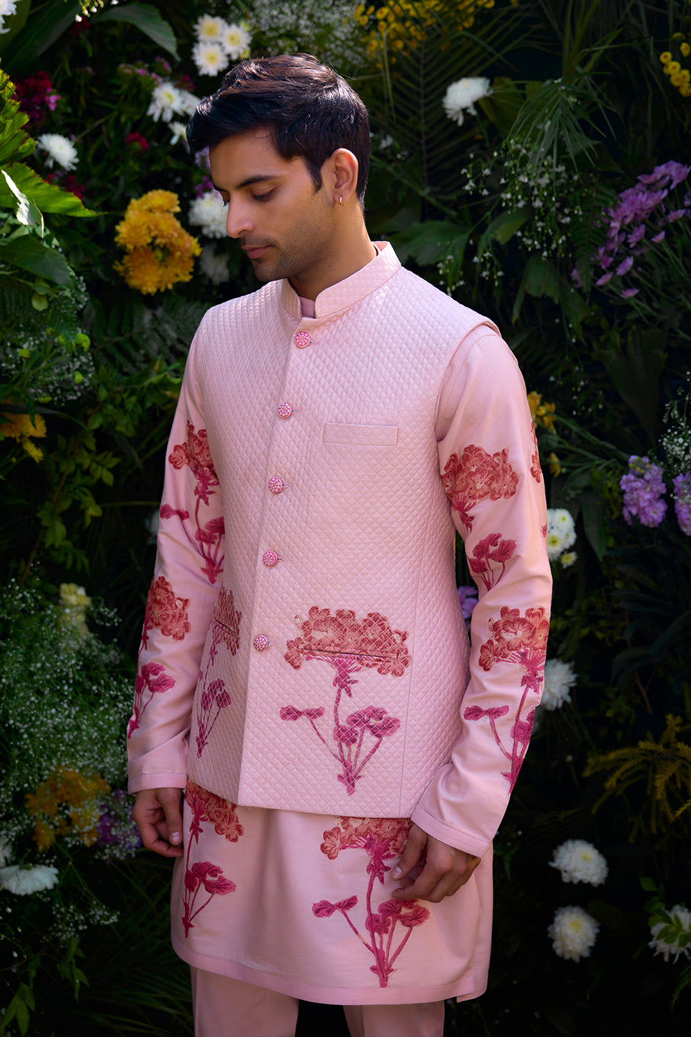 Cloud Pink Kurta & Waistcoat Set