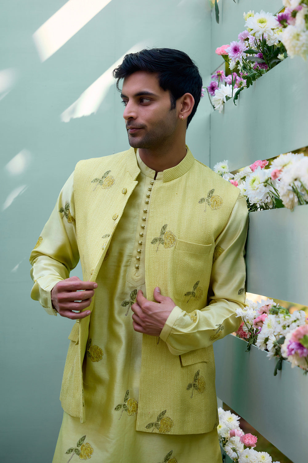 Canary Yellow Waistcoat & Kurta Set