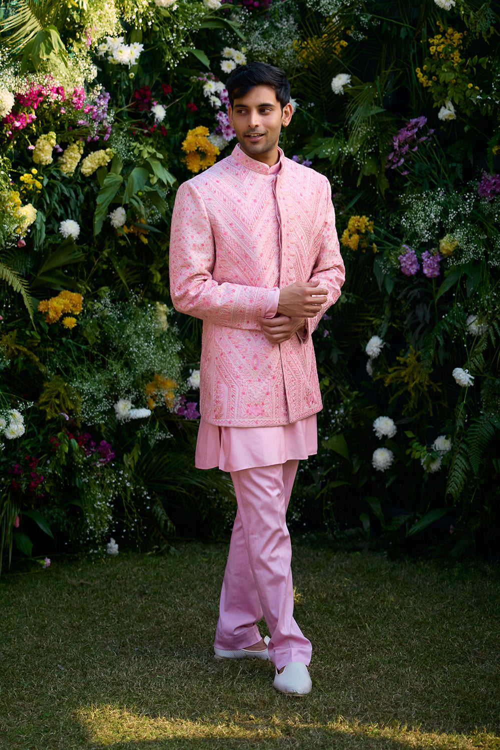 Coral Pink Kurta & Bandhgala Set