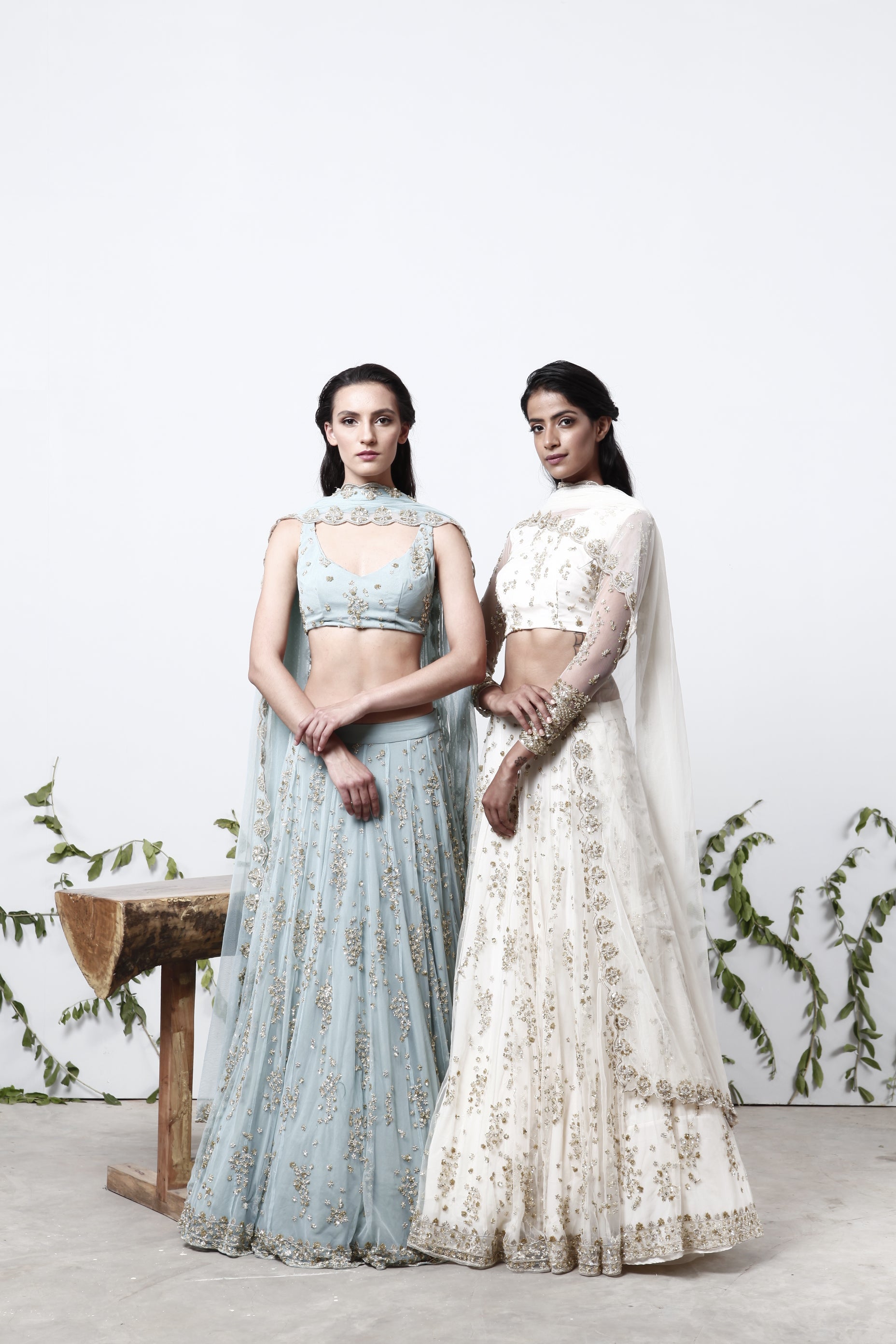 White Cluster Lehenga
