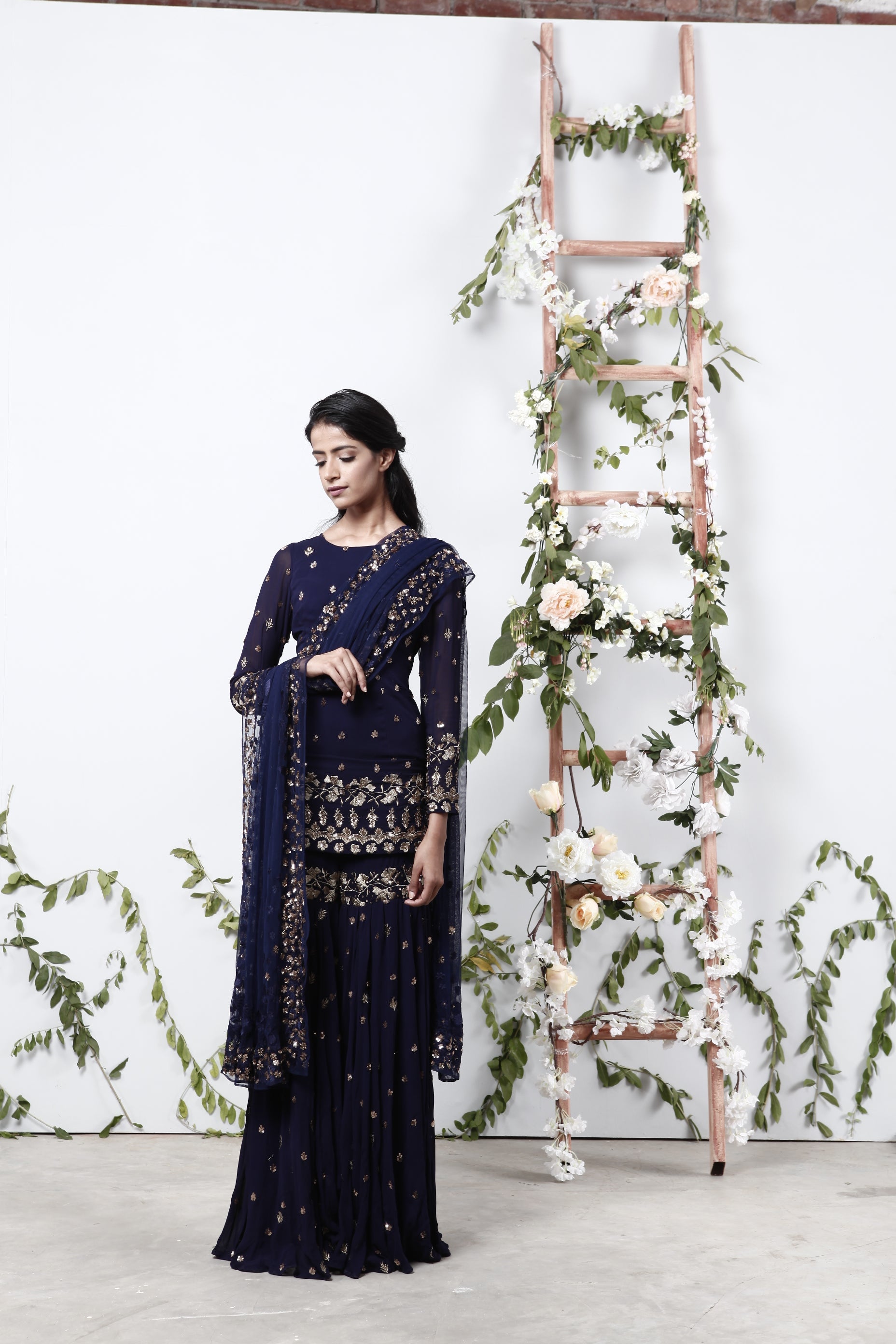 Blue Bootie Kurta With Garara Set