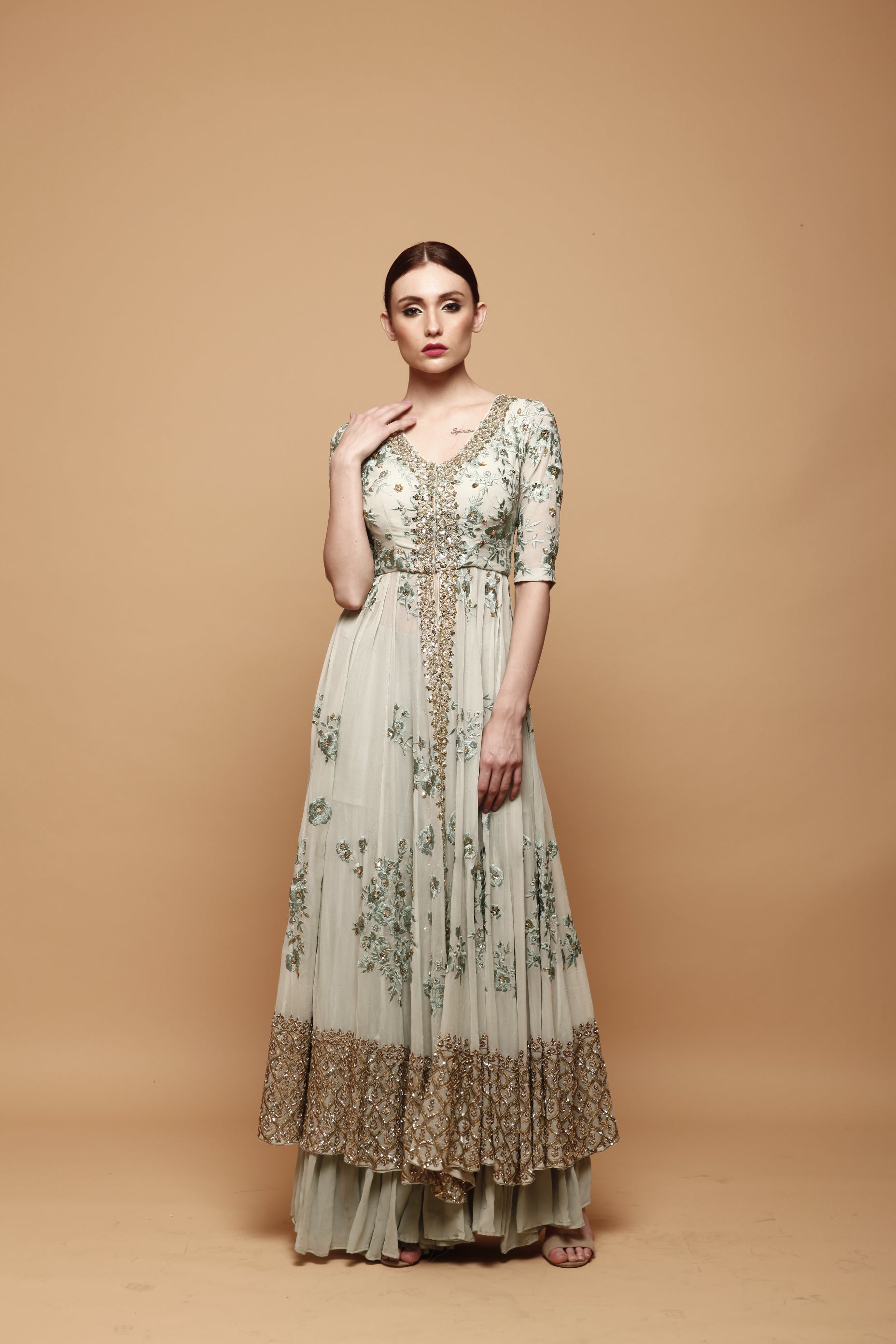 Powder Blue Front Open Jacket With Garrara