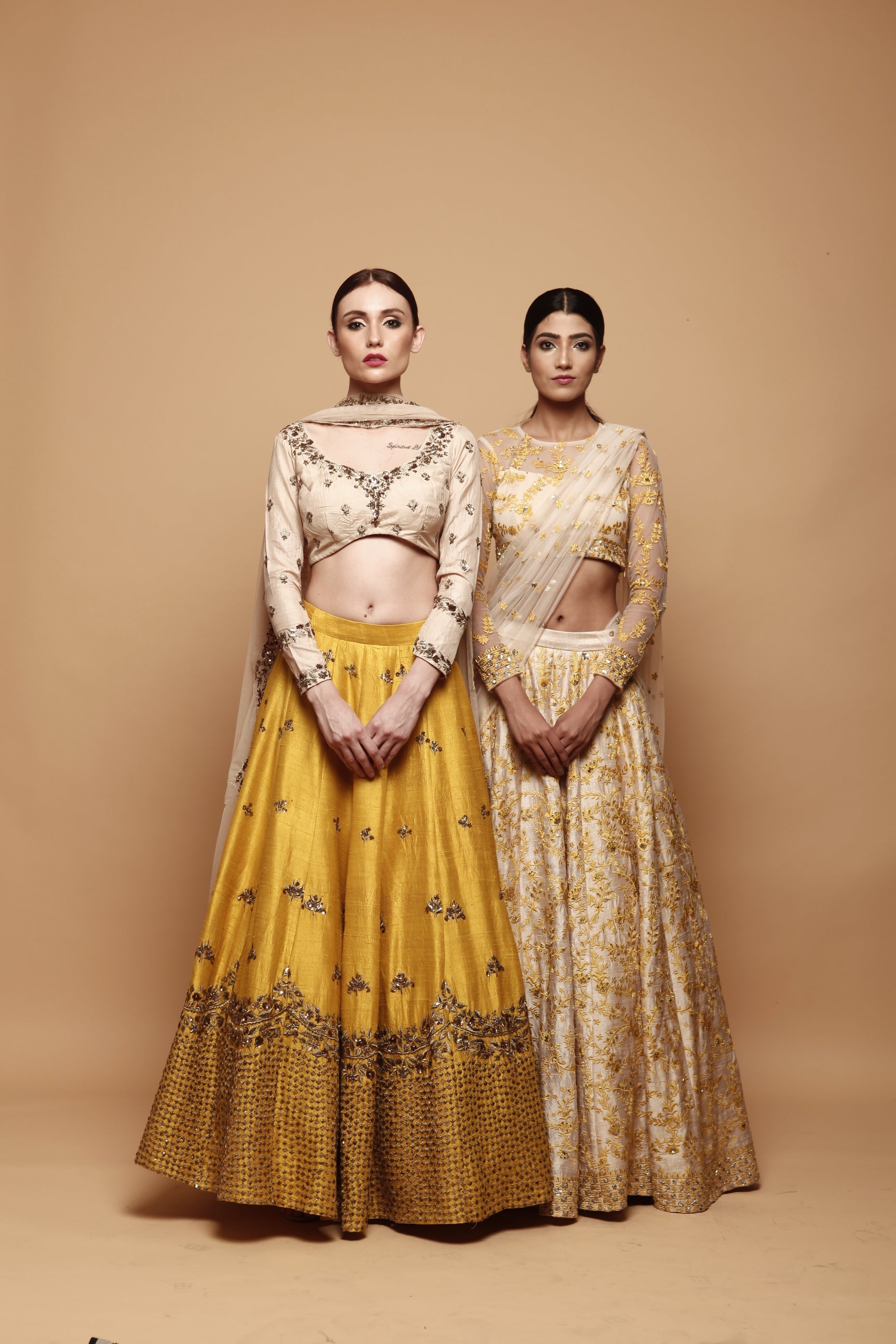 Mustard Yellow Lehenga With Cream Choli