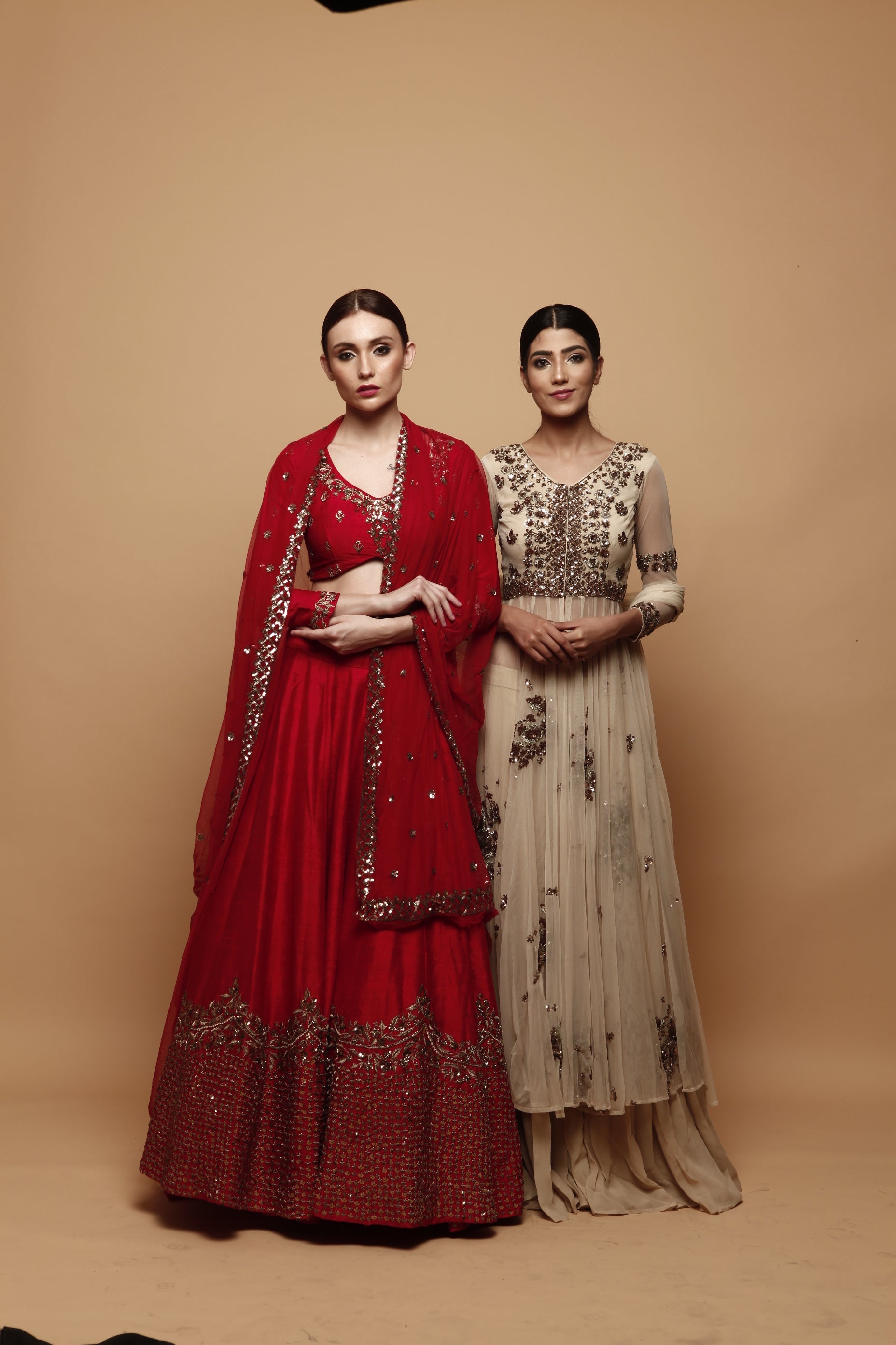 Red Lehenga With Gold Border