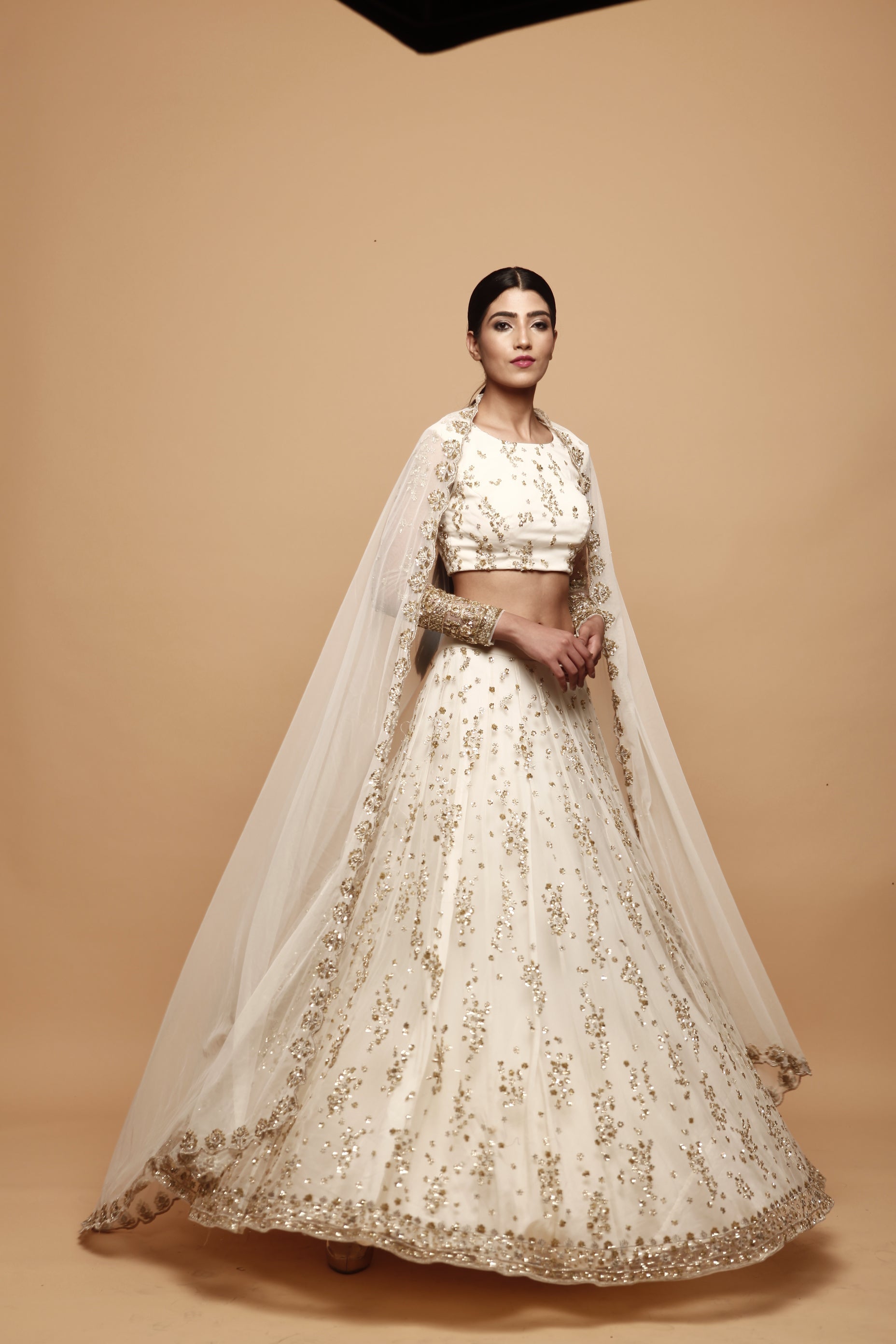 White Cluster Lehenga