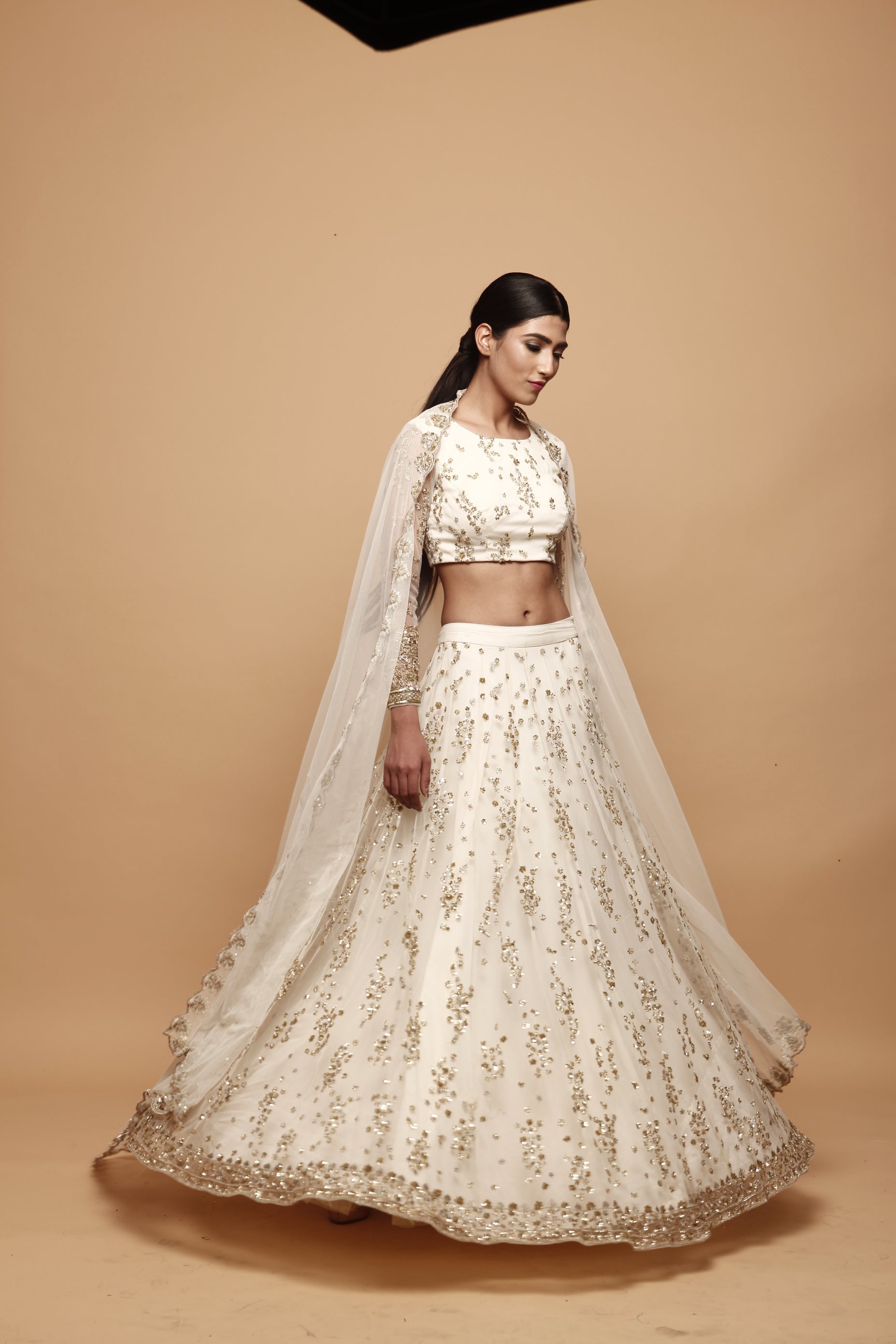 White Cluster Lehenga